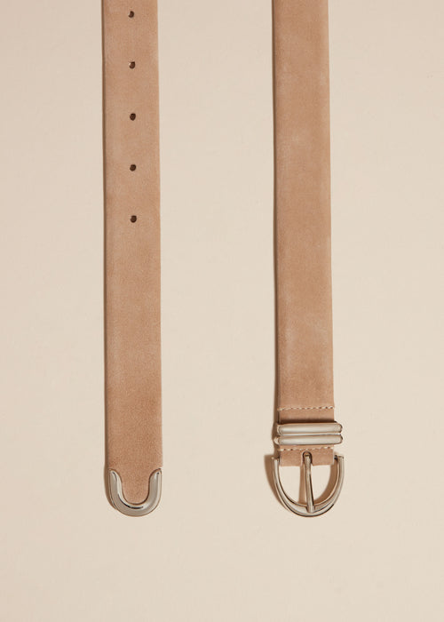 The Bambi Belt in Beige Suede with Silver