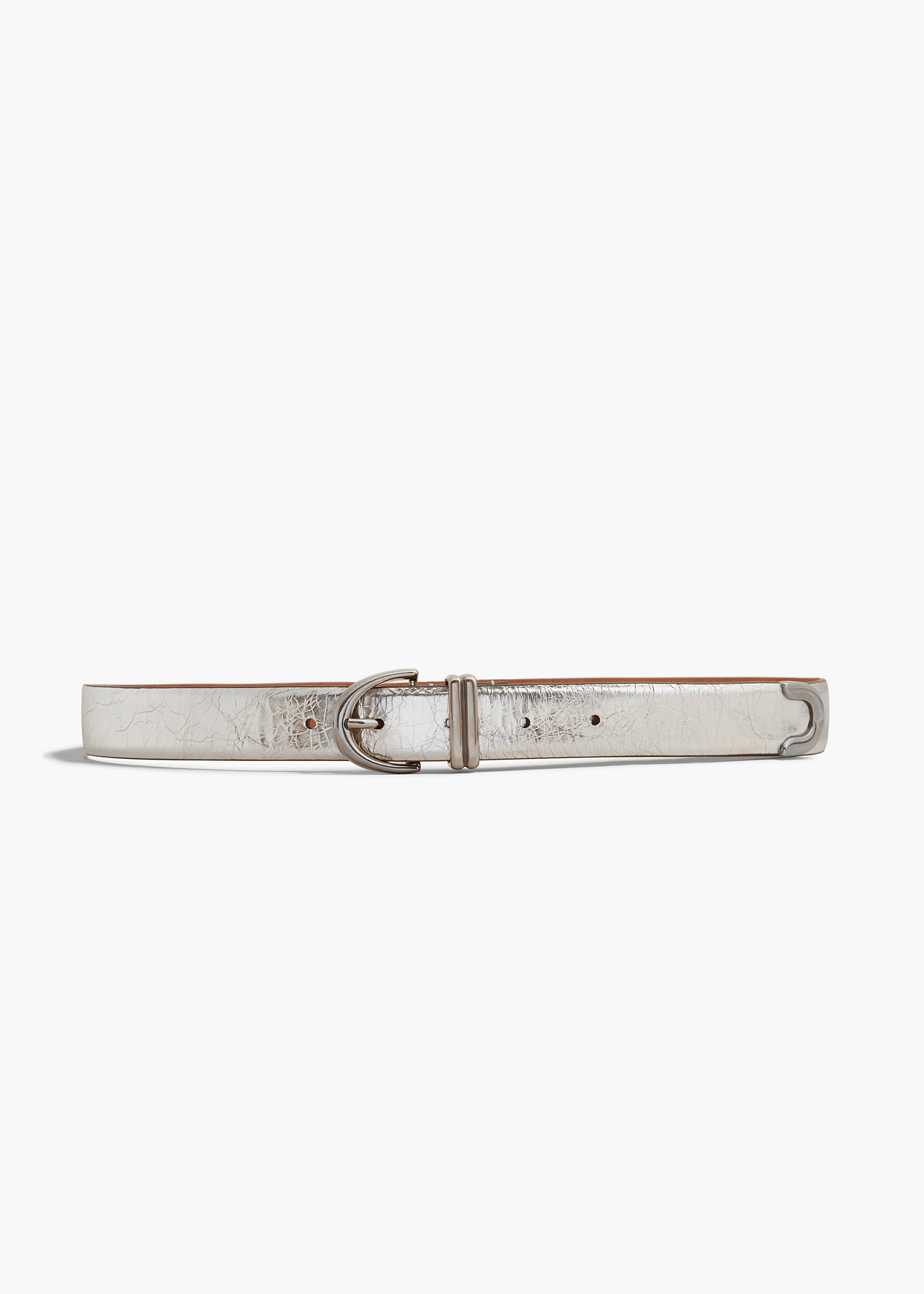 KHAITE - Bambi Belt in Silver Crinkled Leather with Antique Silver