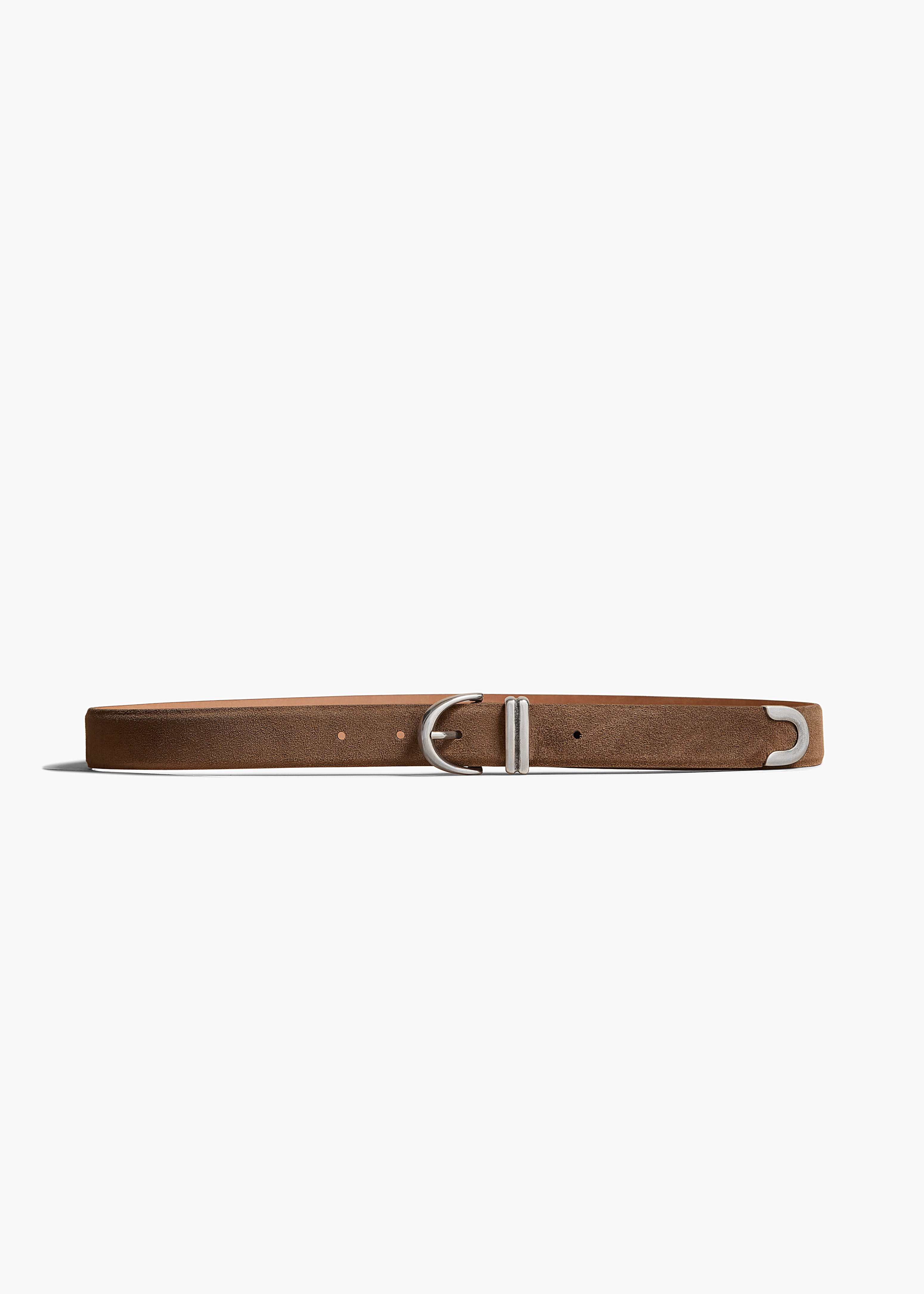 KHAITE - Bambi Belt in Toffee Suede with Silver