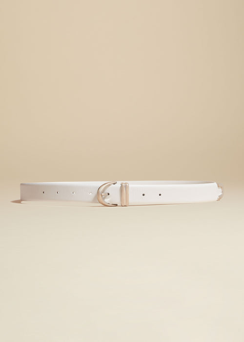 The Bambi Belt in Optic White Leather with Silver