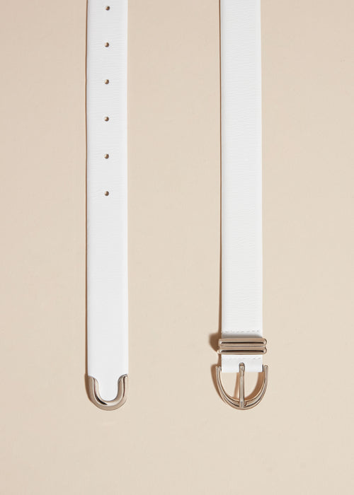 The Bambi Belt in Optic White Leather with Silver