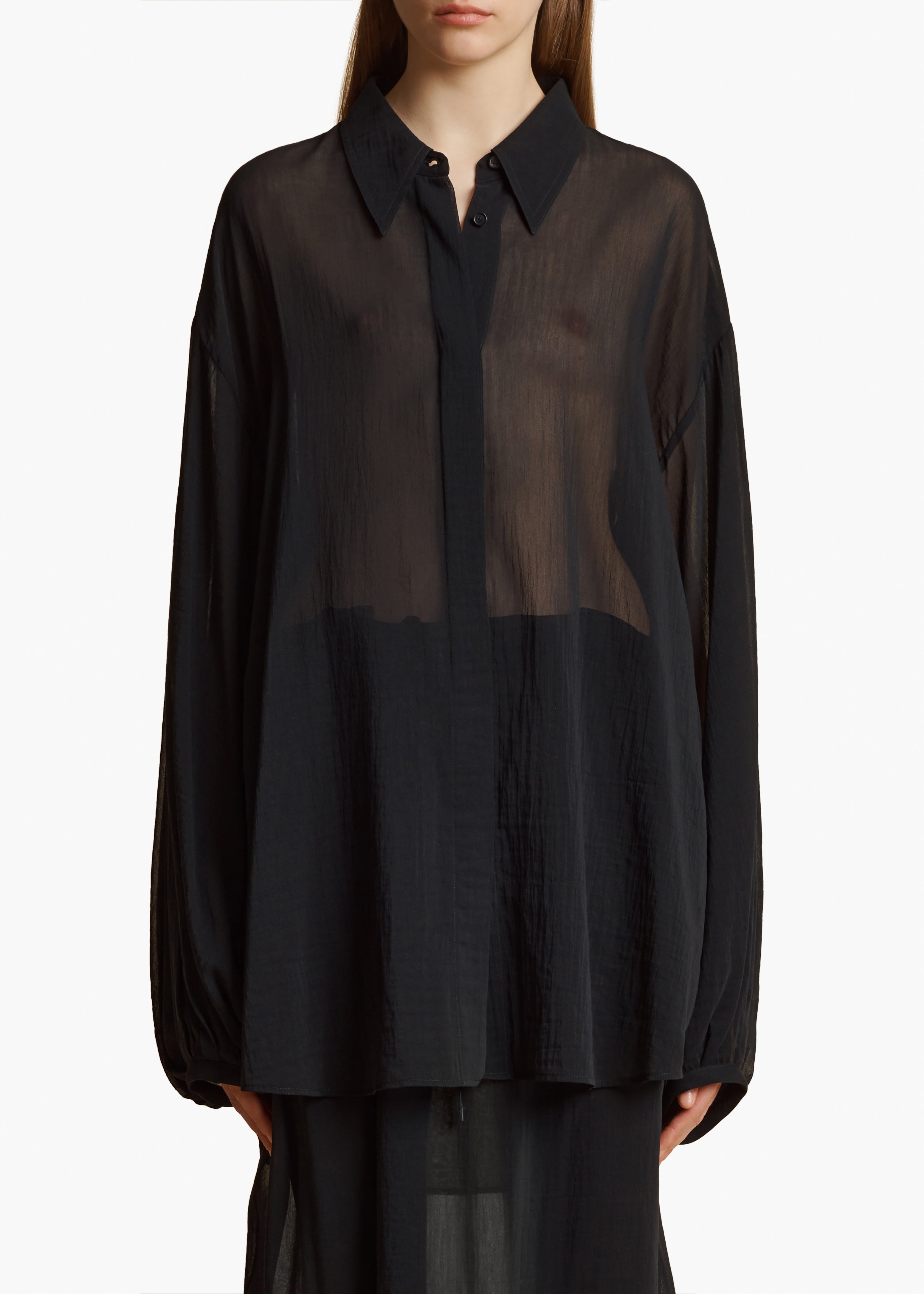 KHAITE LLC - Bam Top in Black Cotton Silk