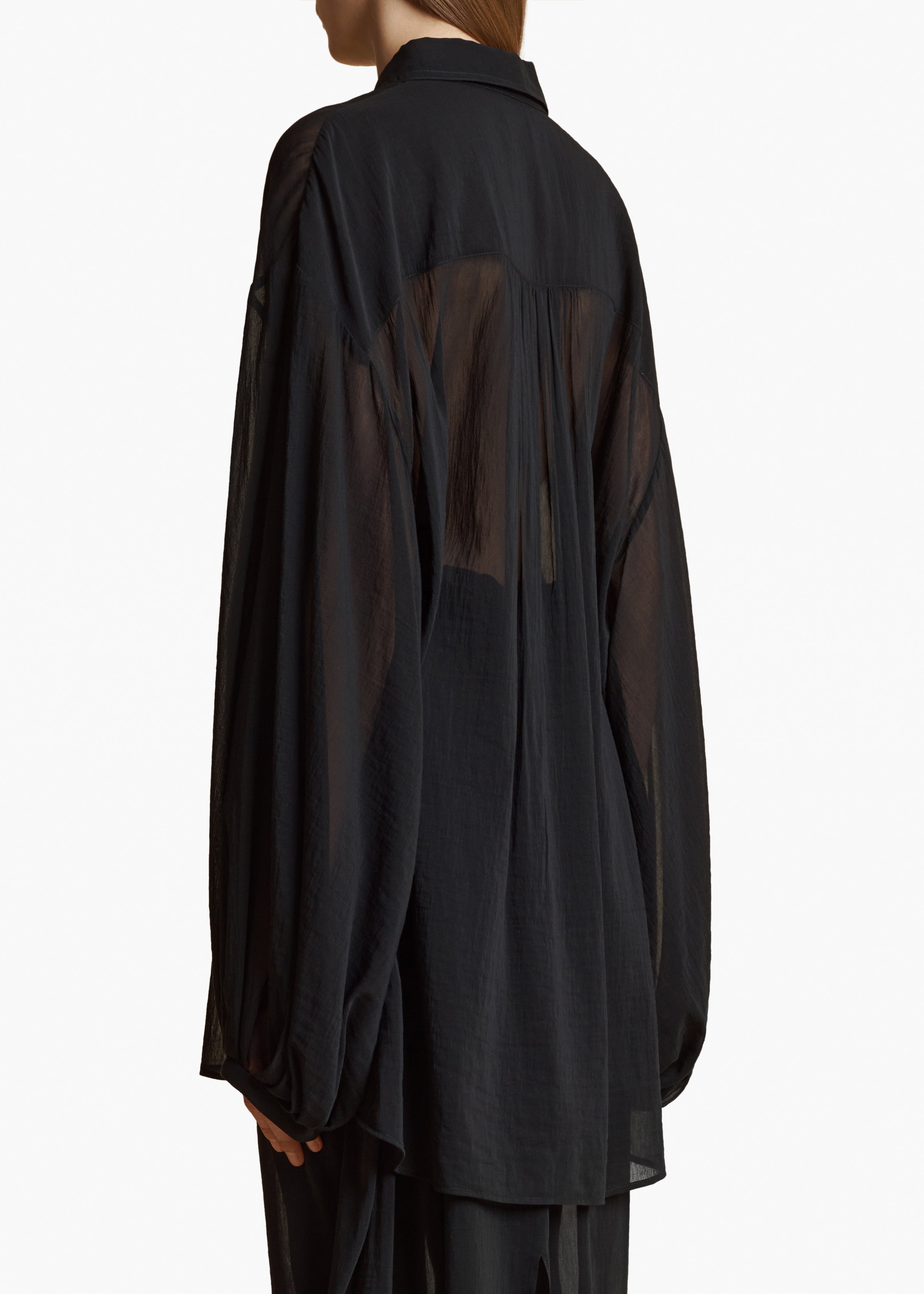 KHAITE LLC - Bam Top in Black Cotton Silk