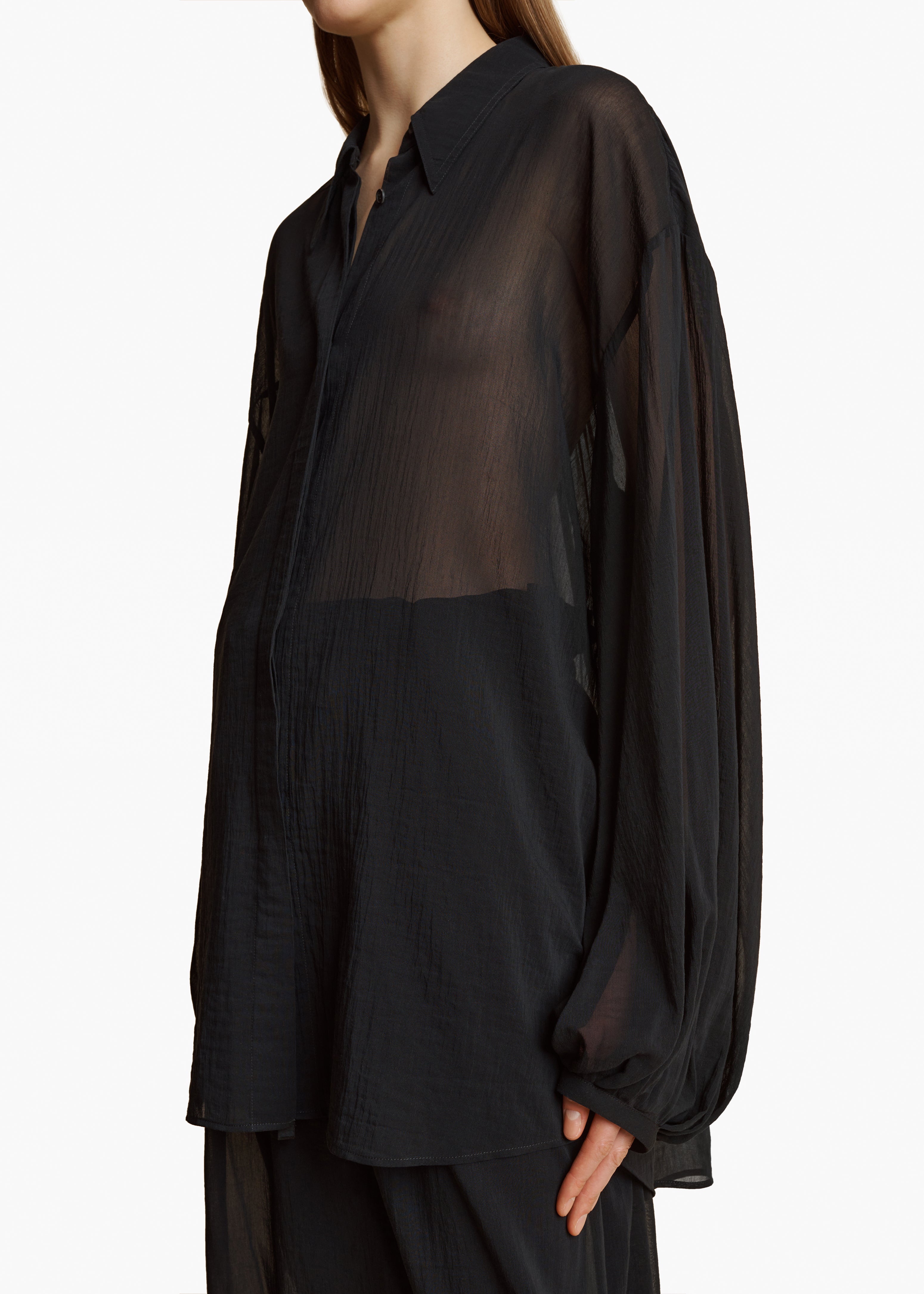 KHAITE LLC - Bam Top in Black Cotton Silk