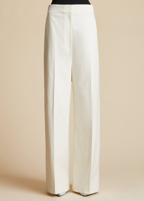 The Banton Pant in Cream with Black Stripes