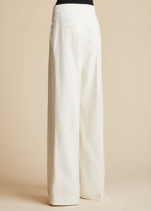The Banton Pant in Cream with Black Stripes