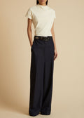 The Banton Pant in Navy and White Stripe