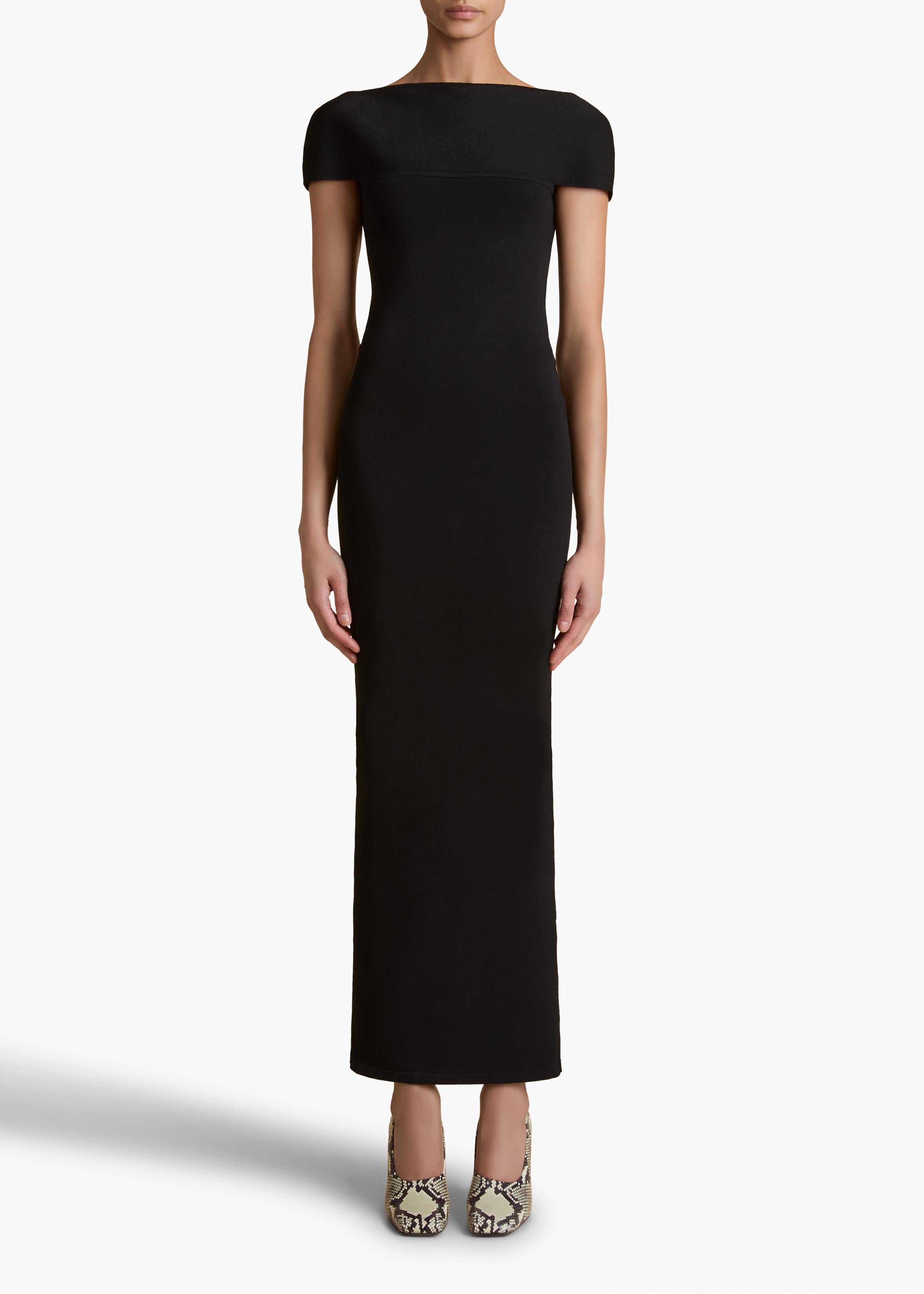 Basile Dress in Black FRONT VIEW