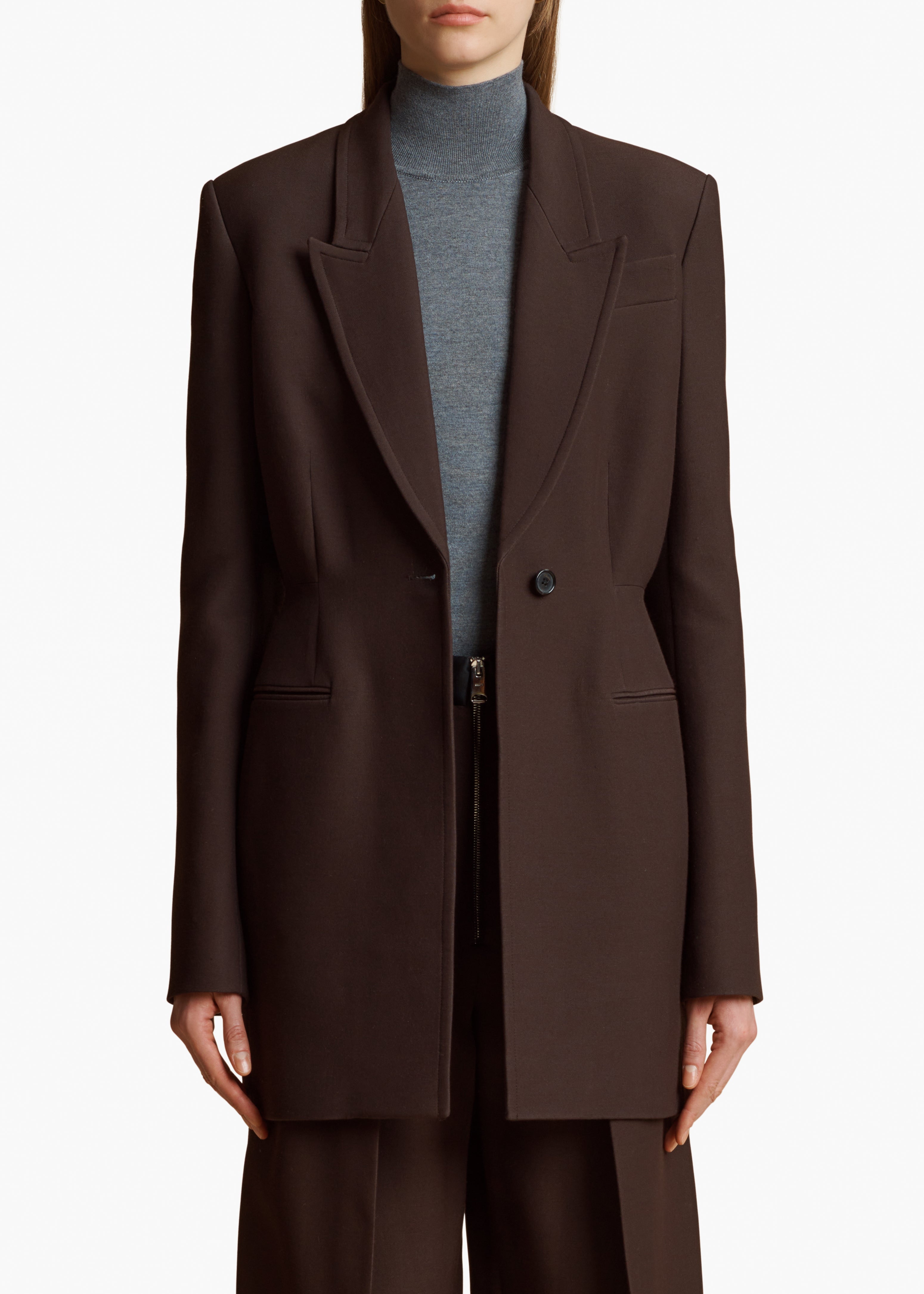 BECKETT BLAZER IN DARK BROWN FRONT VIEW