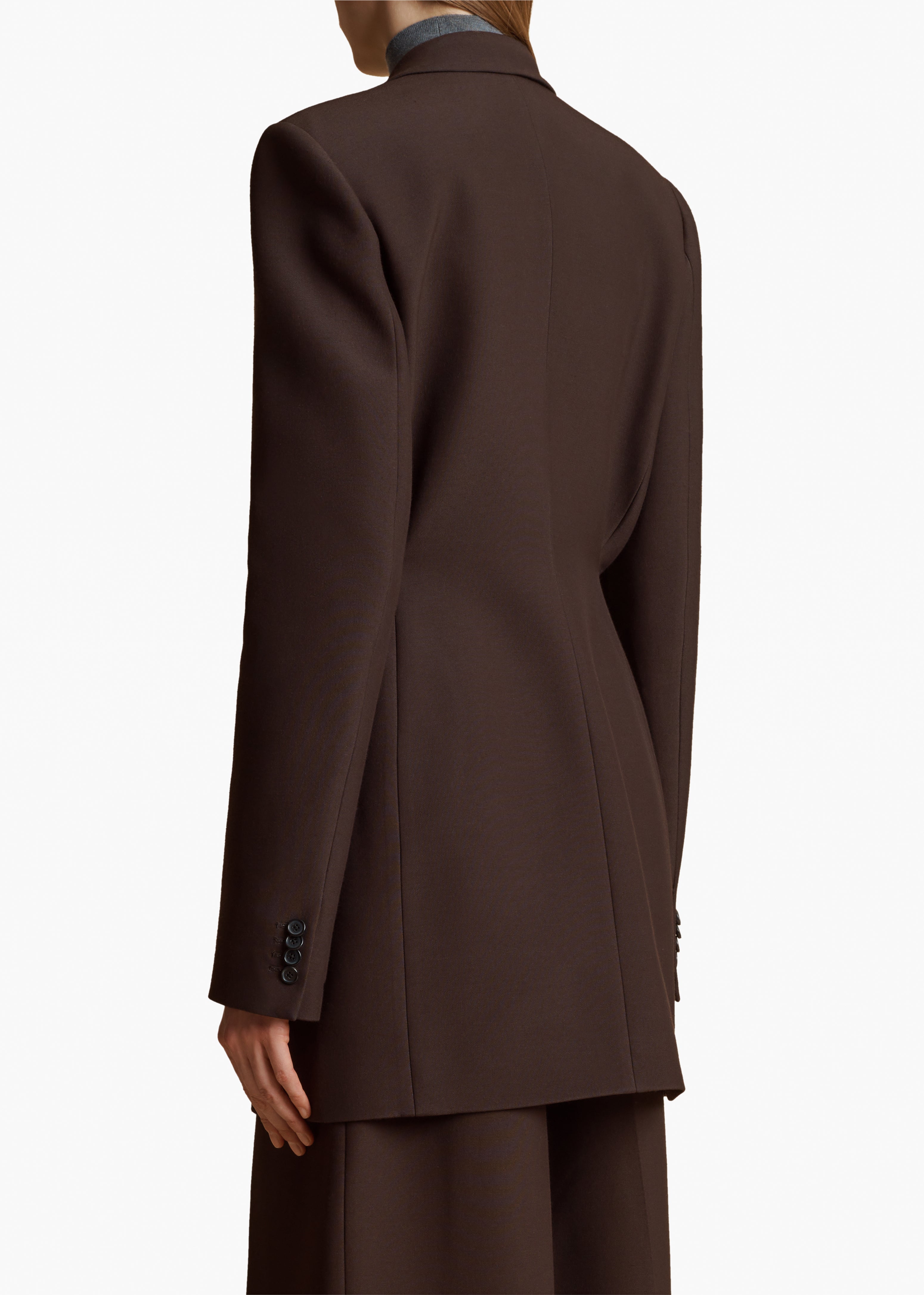 BECKETT BLAZER IN DARK BROWN BACK VIEW