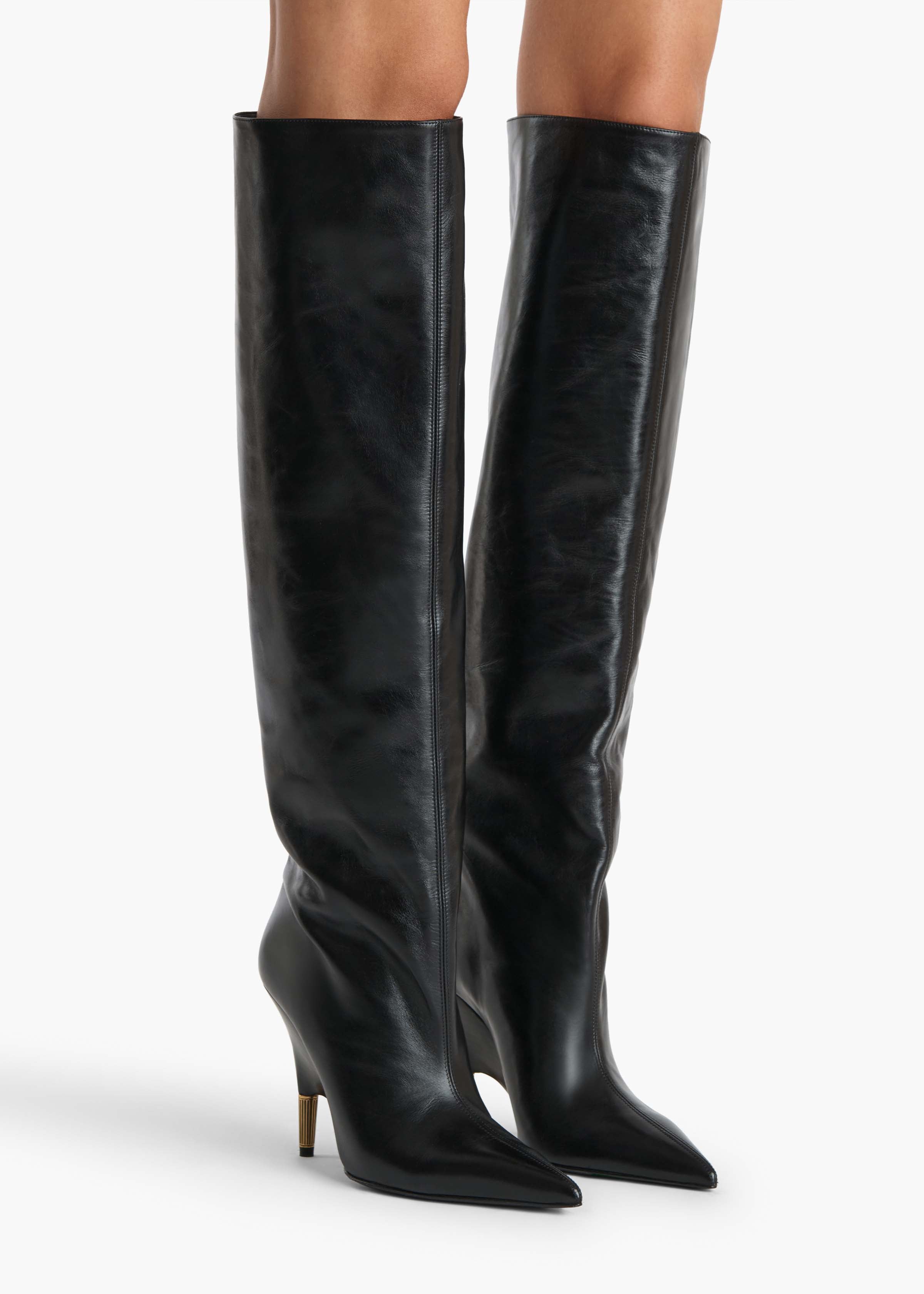 Bella Knee-High Boot in Black Leather