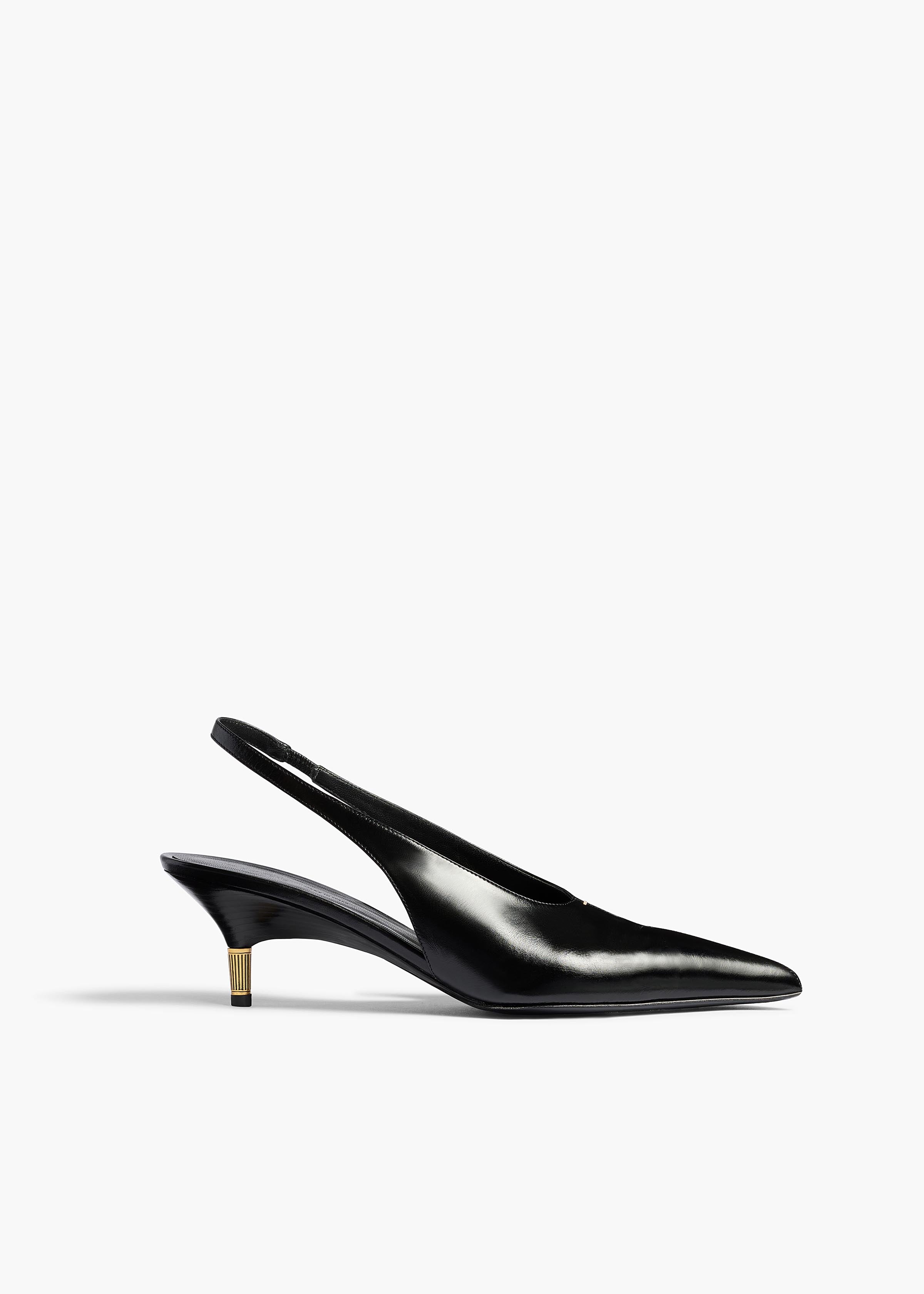 Bella Low Pump in Black Glazed Leather