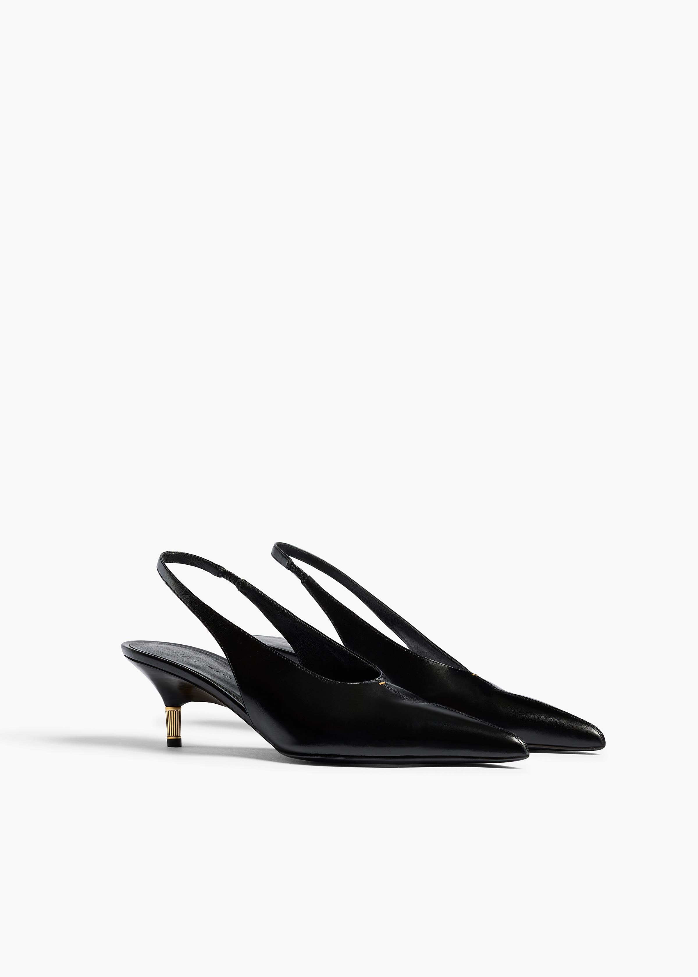 Bella Low Pump in Black Glazed Leather