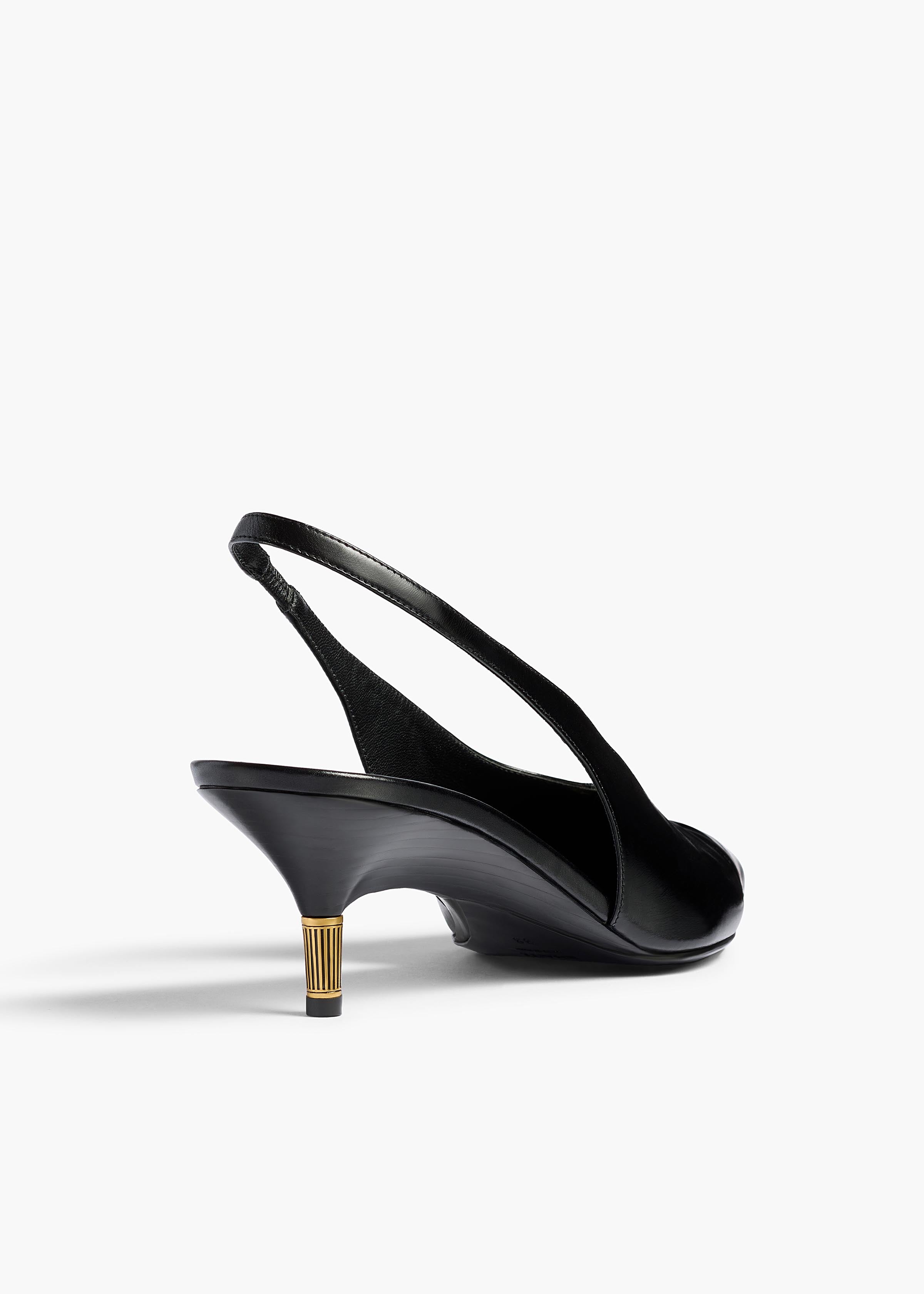 Bella Low Pump in Black Glazed Leather