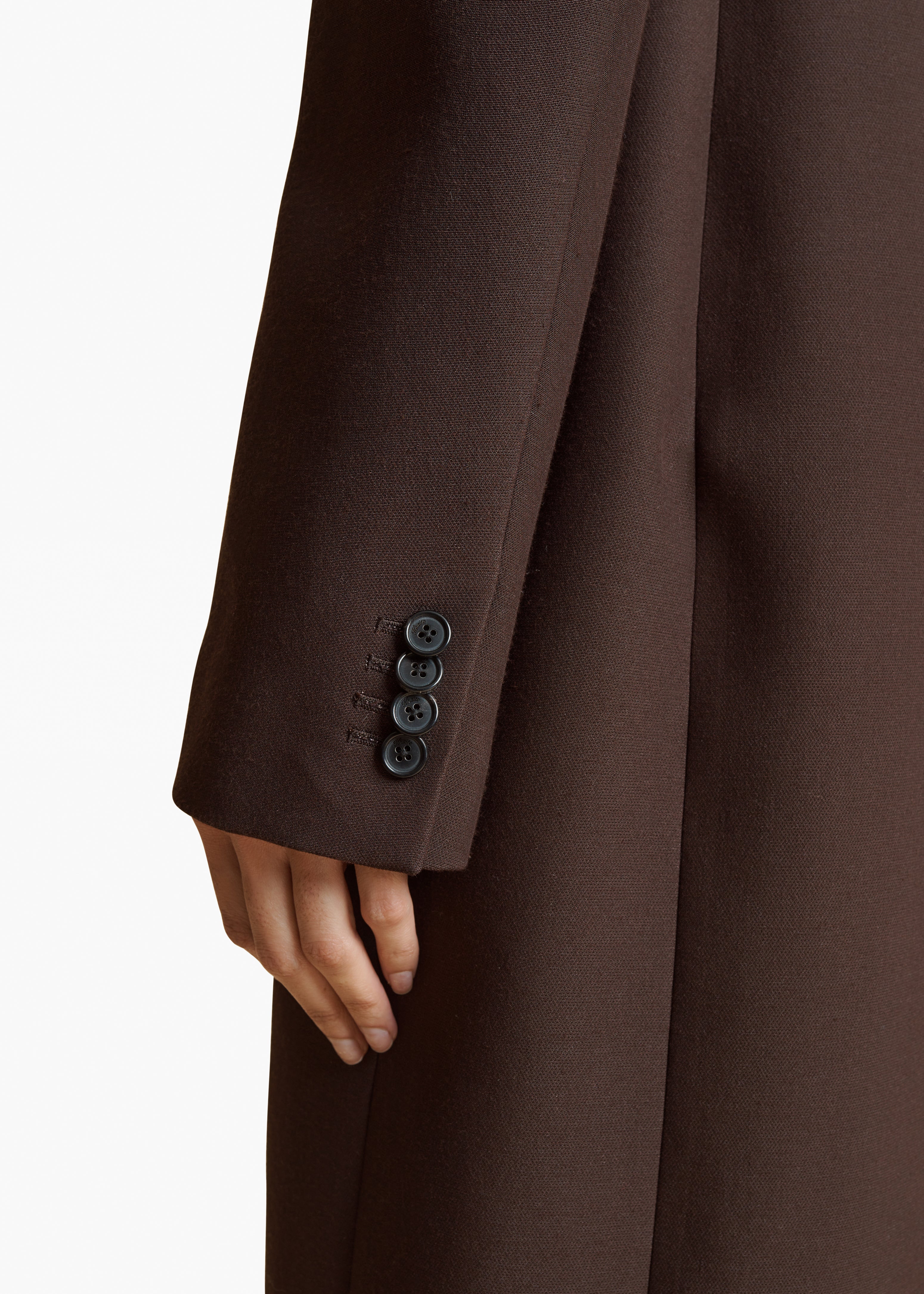 BELLOW COAT IN DARK BROWN DETAILED VIEW 2