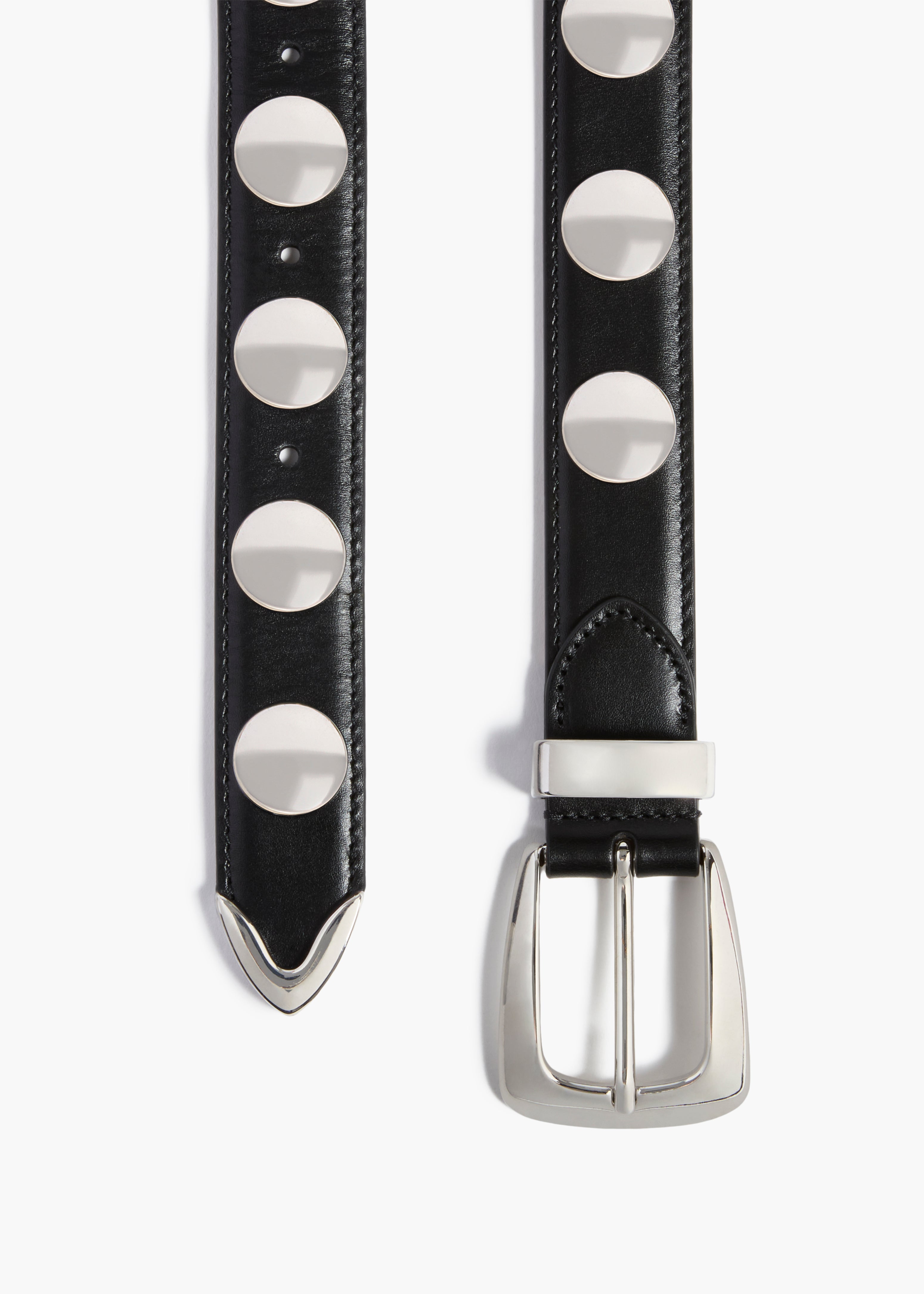 Benny Belt with Studs in Black Leather and Silver – KHAITE