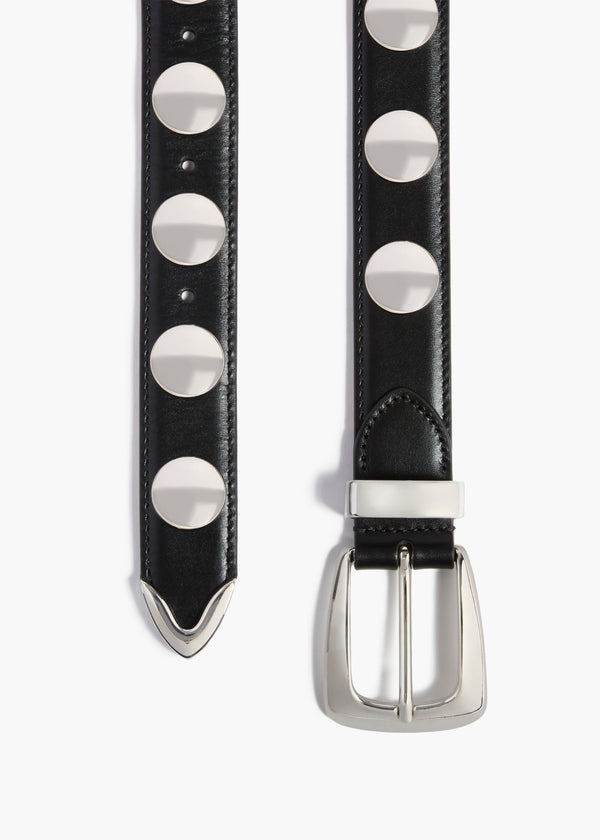 Benny Belt with Studs in Black Leather and Silver