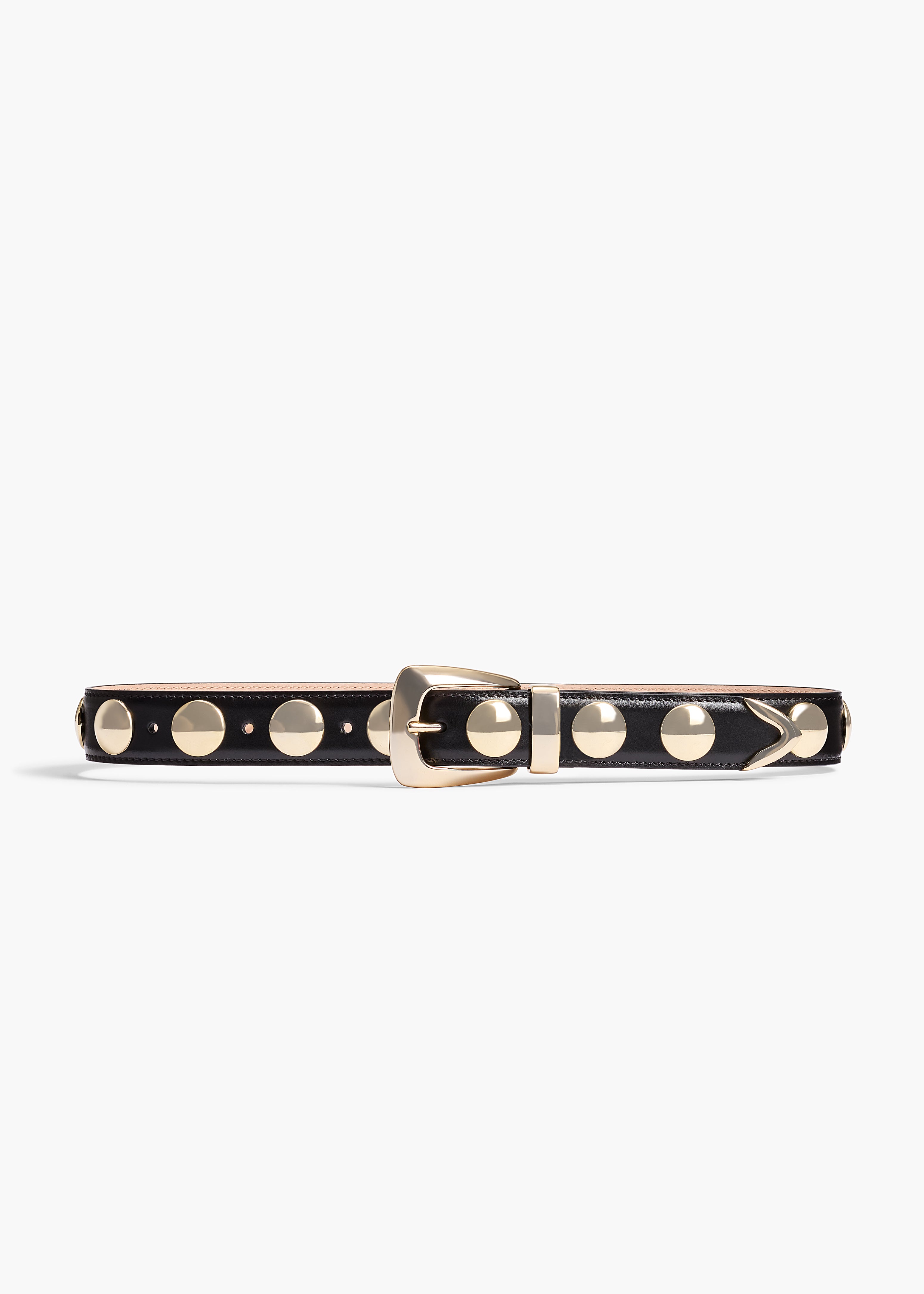 KHAITE  - Benny Belt with Studs in Black Leather and Gold