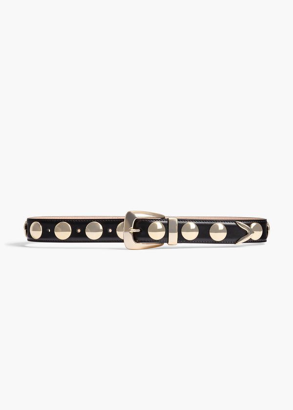 Benny Belt with Studs in Black Leather and Gold