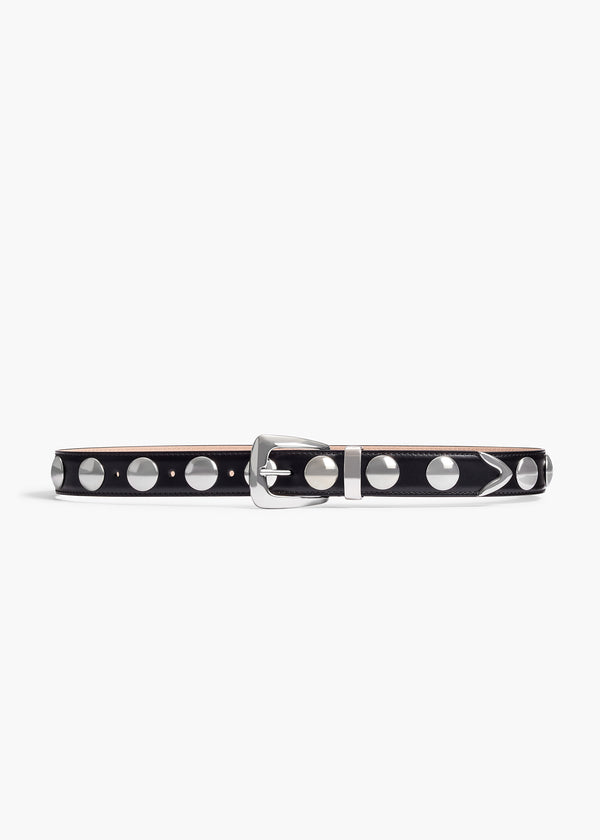 Benny Belt with Studs in Black Leather and Silver