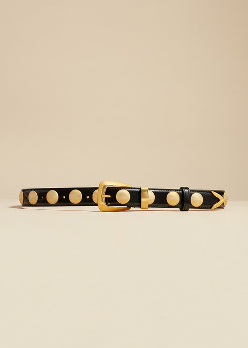 The Benny Belt in Black Leather with Gold Studs