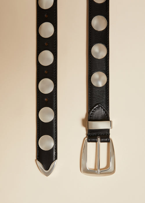 The Benny Belt in Black Leather with Silver Studs
