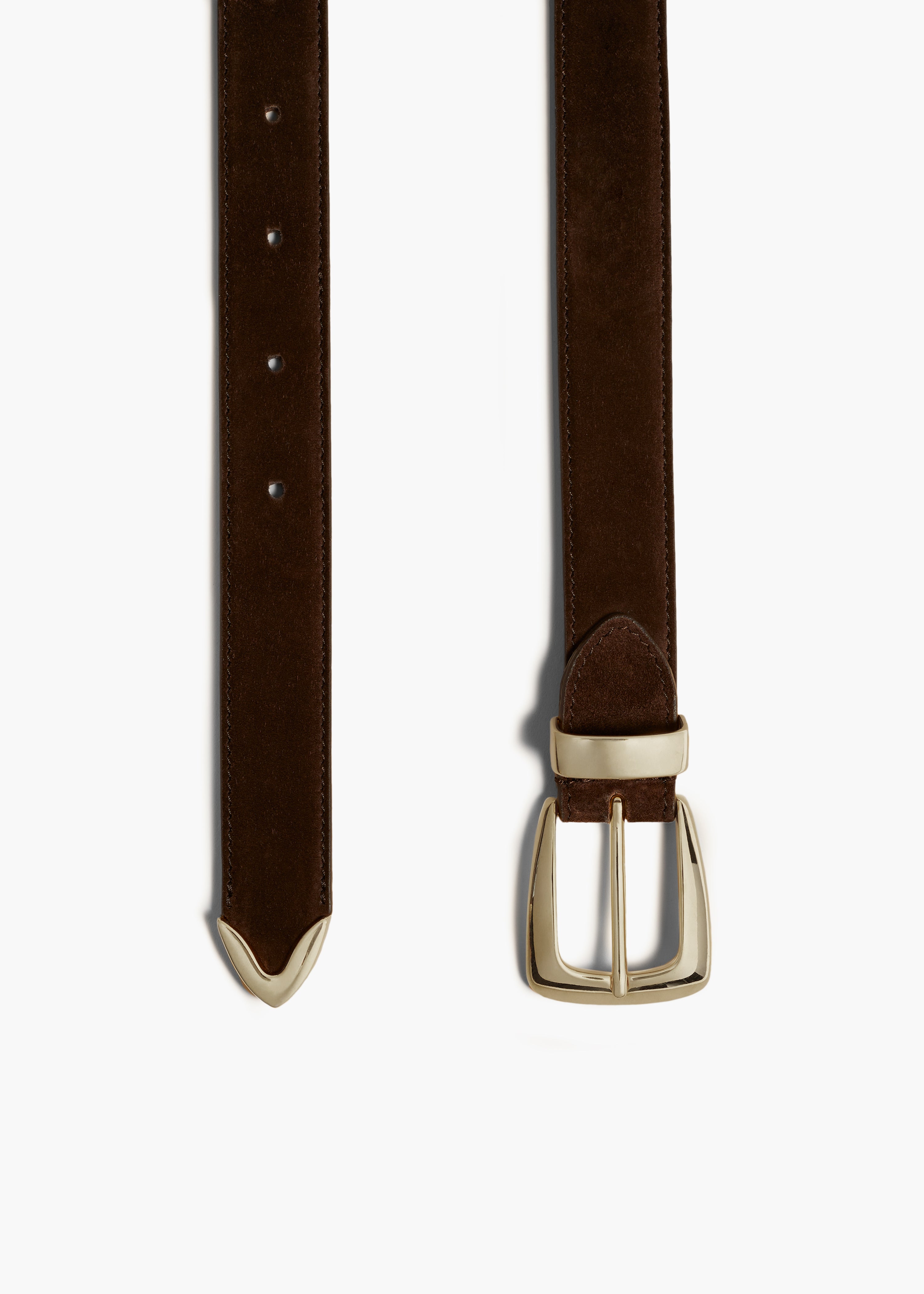 Benny Belt in Coffee Suede with Gold