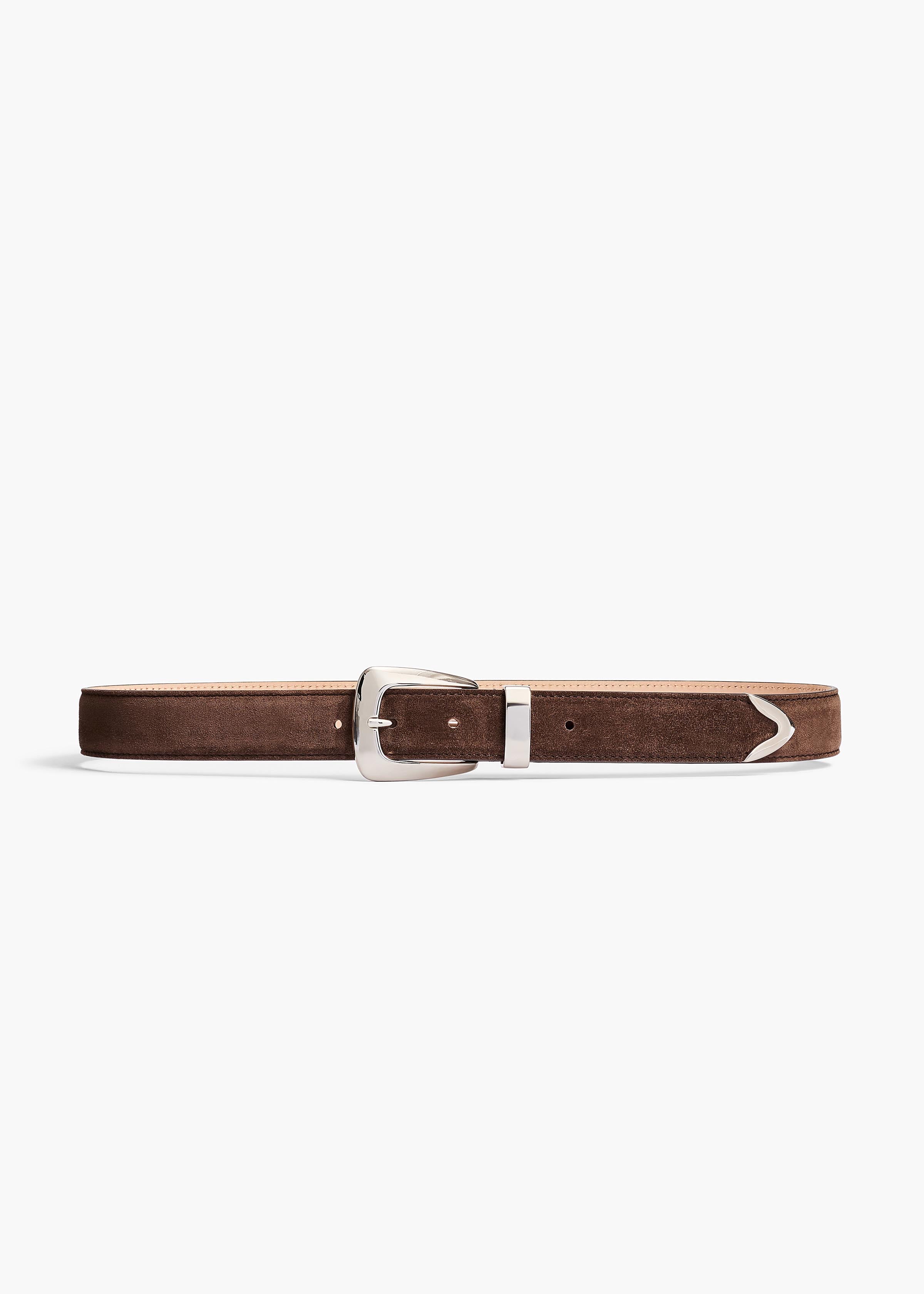 Benny Belt in Ebano Suede with Silver FRONT VIEW