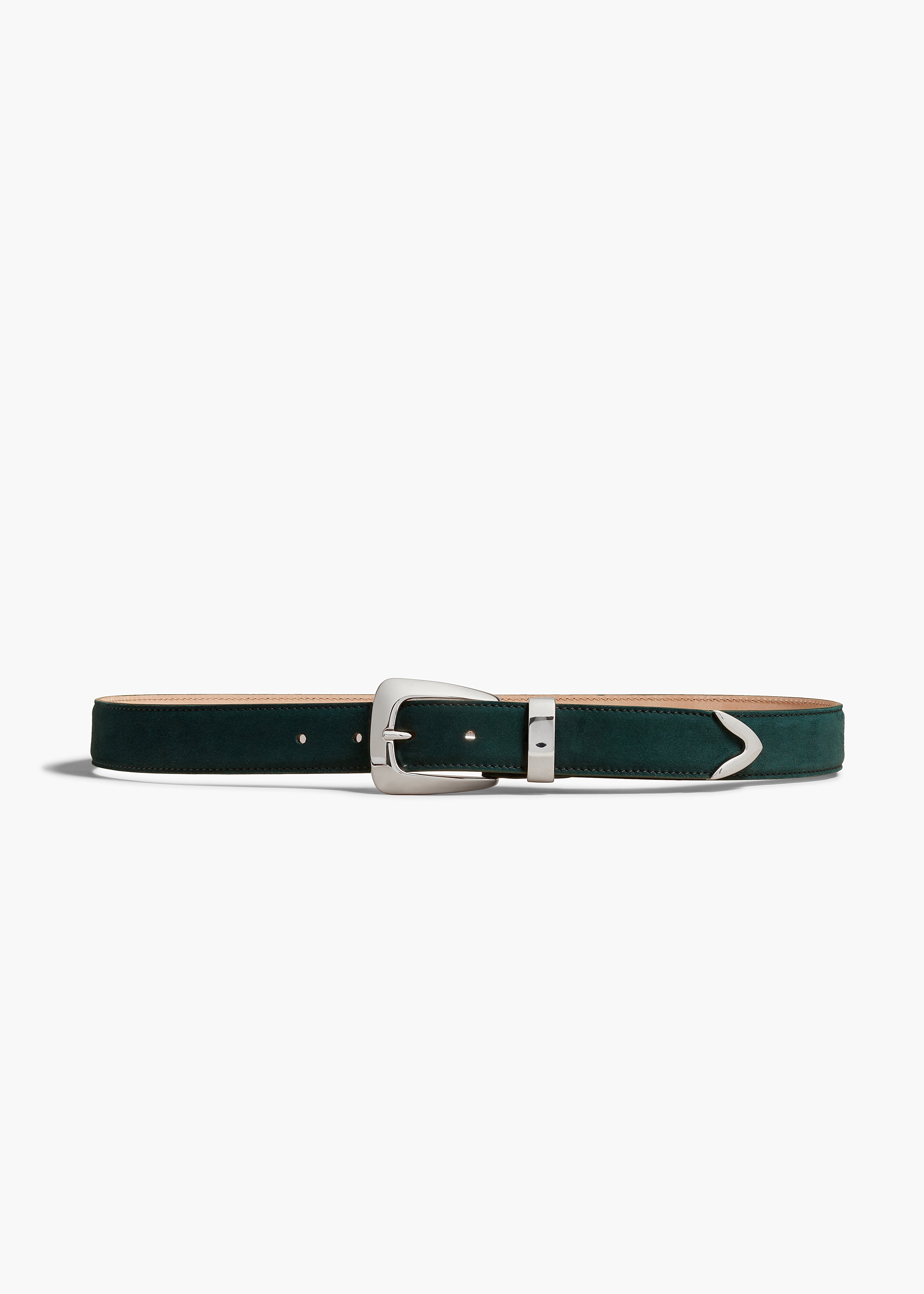 KHAITE - Benny Belt in English Green Suede with Silver