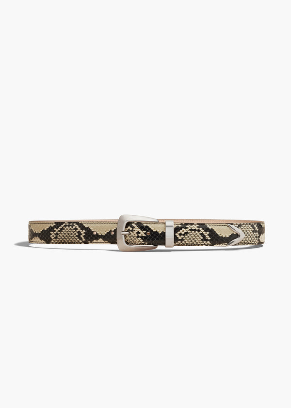 BENNY BELT 30 MM IN SILVER AND NATURAL PYTHON FRONT VIEW