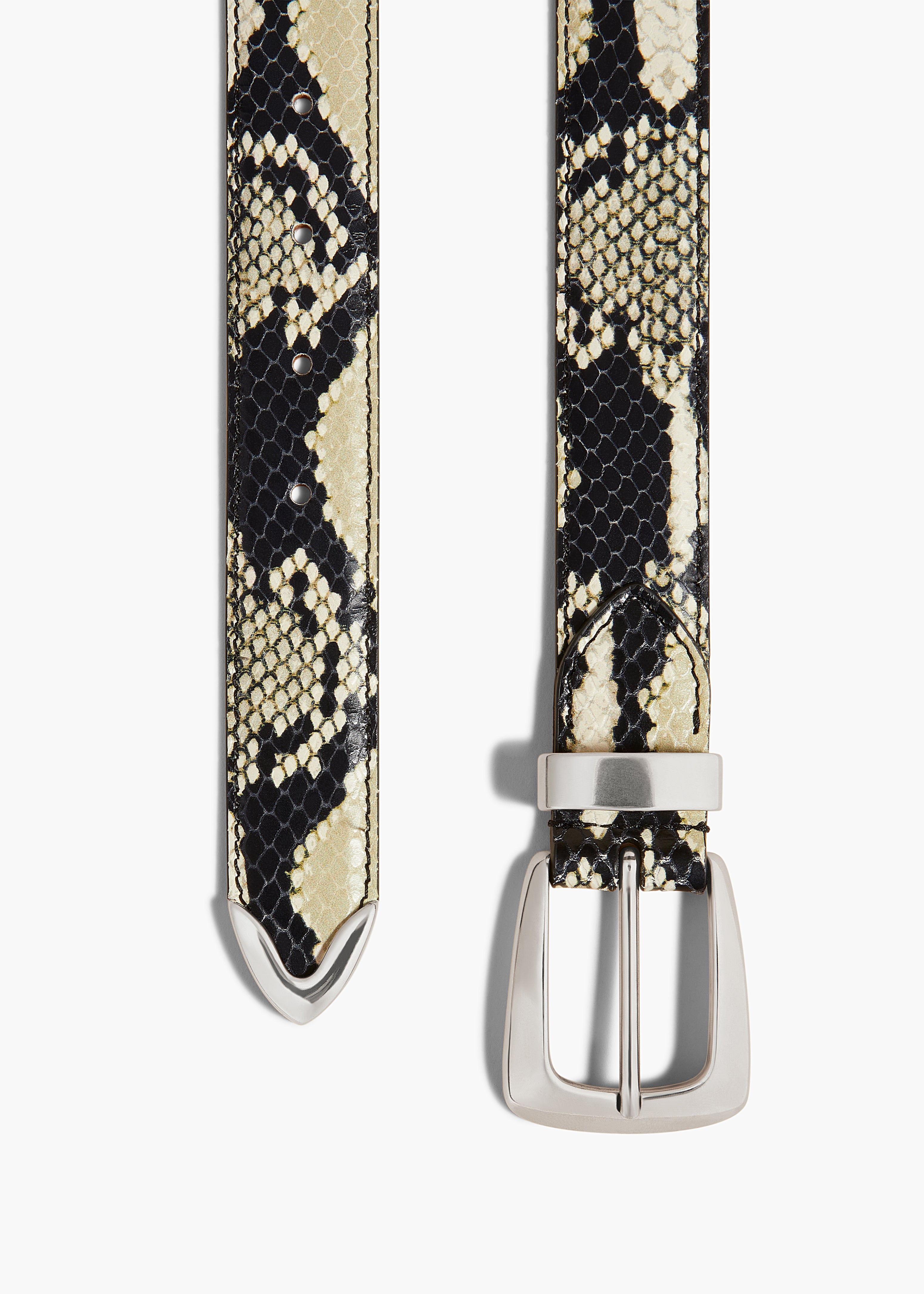 BENNY BELT 30 MM IN SILVER AND NATURAL PYTHON FLAT VIEW