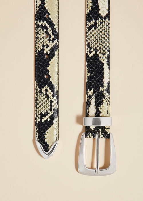 The Benny Belt in Natural Python-Embossed Leather with Silver