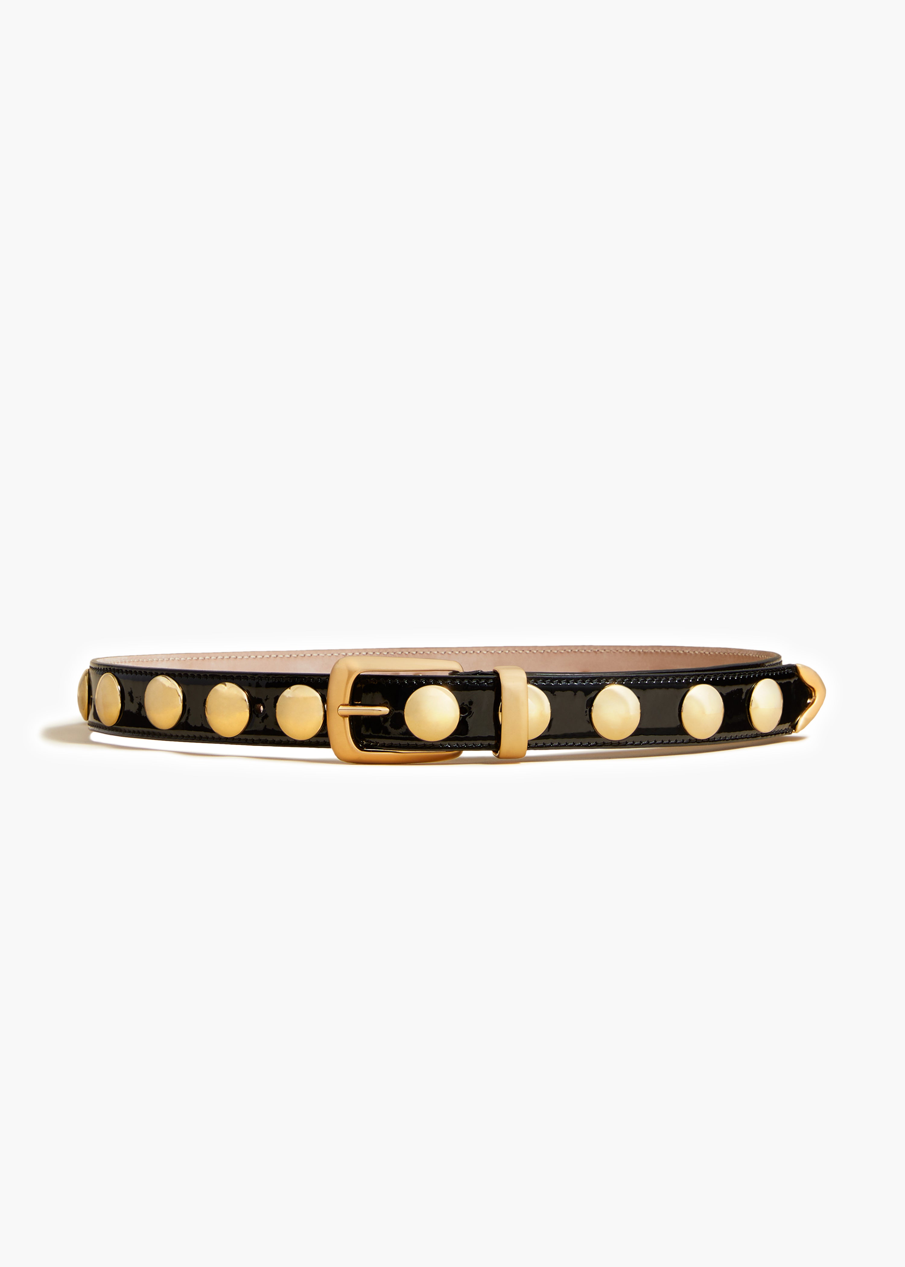 KHAITE LLC - Benny Belt with Studs in Black Patent Leather and Gold