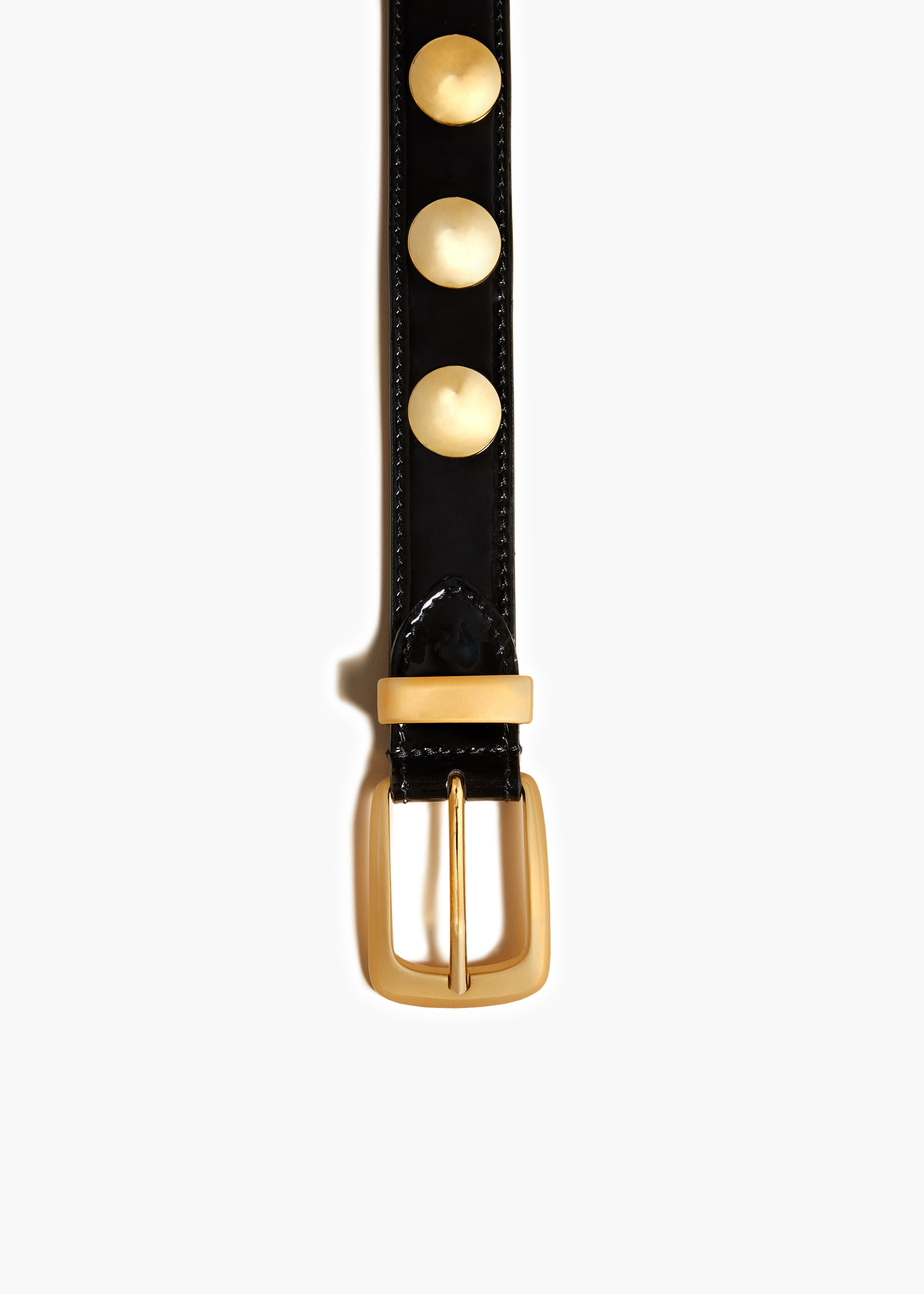 KHAITE LLC - Benny Belt with Studs in Black Patent Leather and Gold