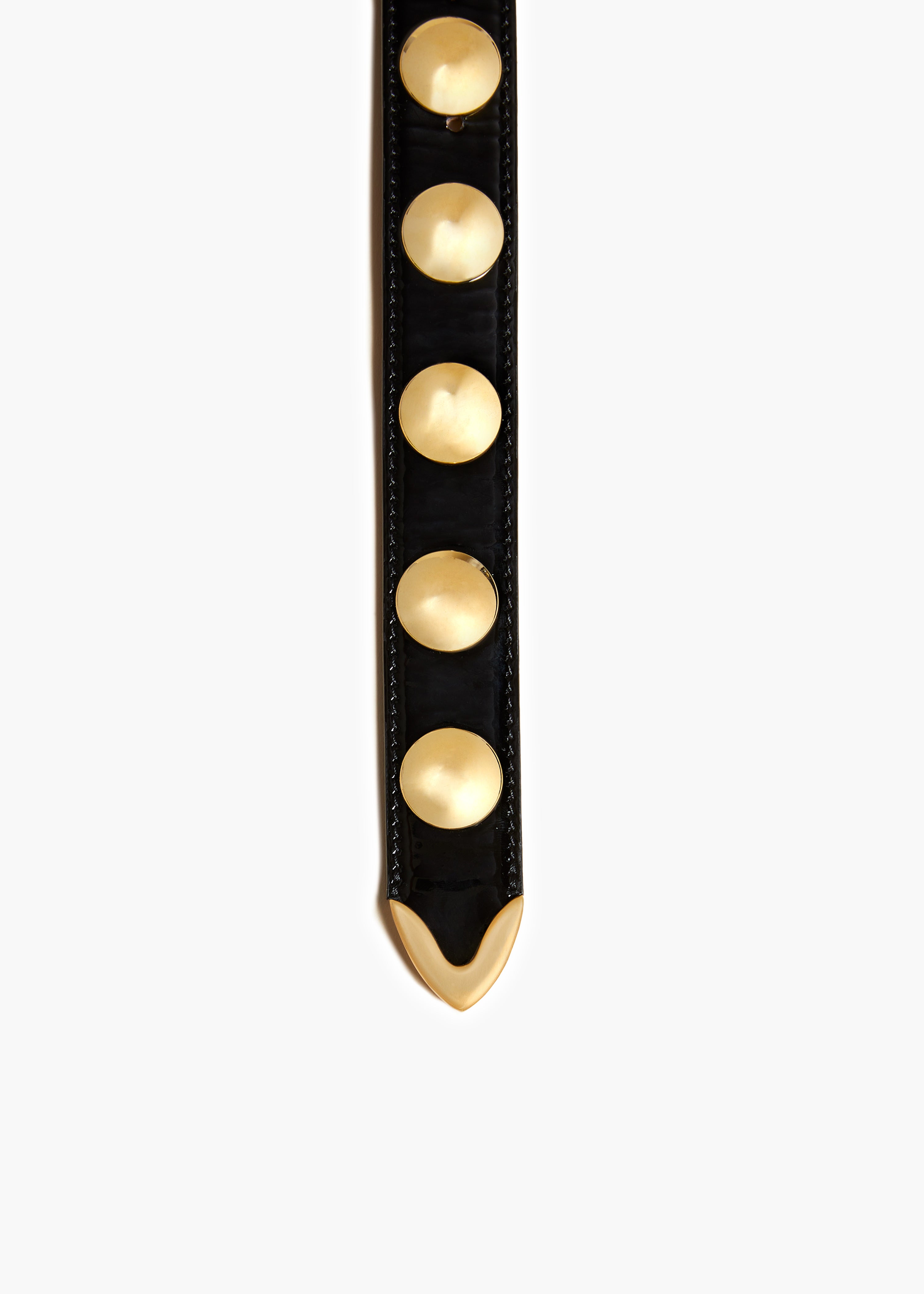 KHAITE LLC - Benny Belt with Studs in Black Patent Leather and Gold