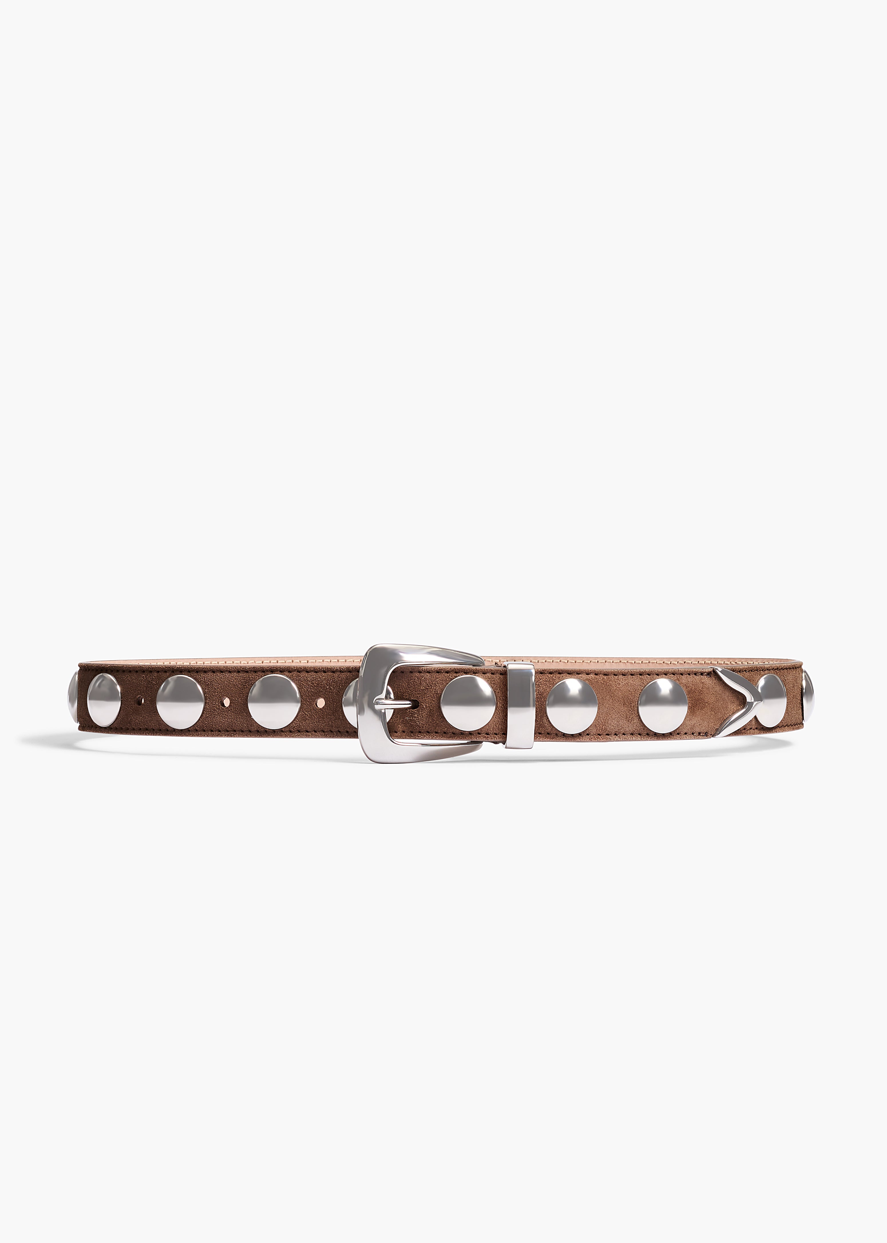 KHAITE LLC - Benny Belt with Studs in Toffee Suede and Silver