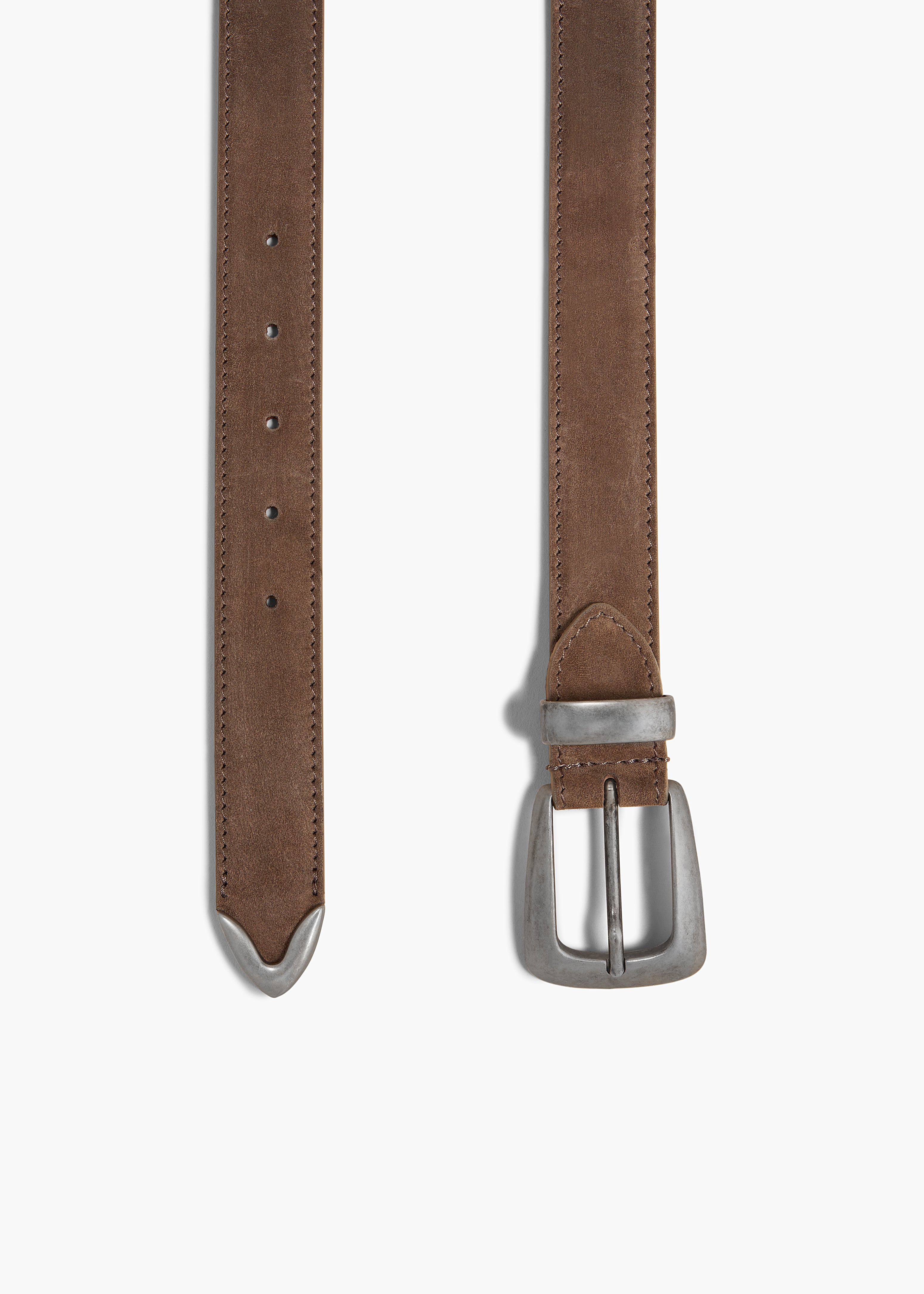 KHAITE LLC - Benny Belt in Toffee Suede with Antique Silver