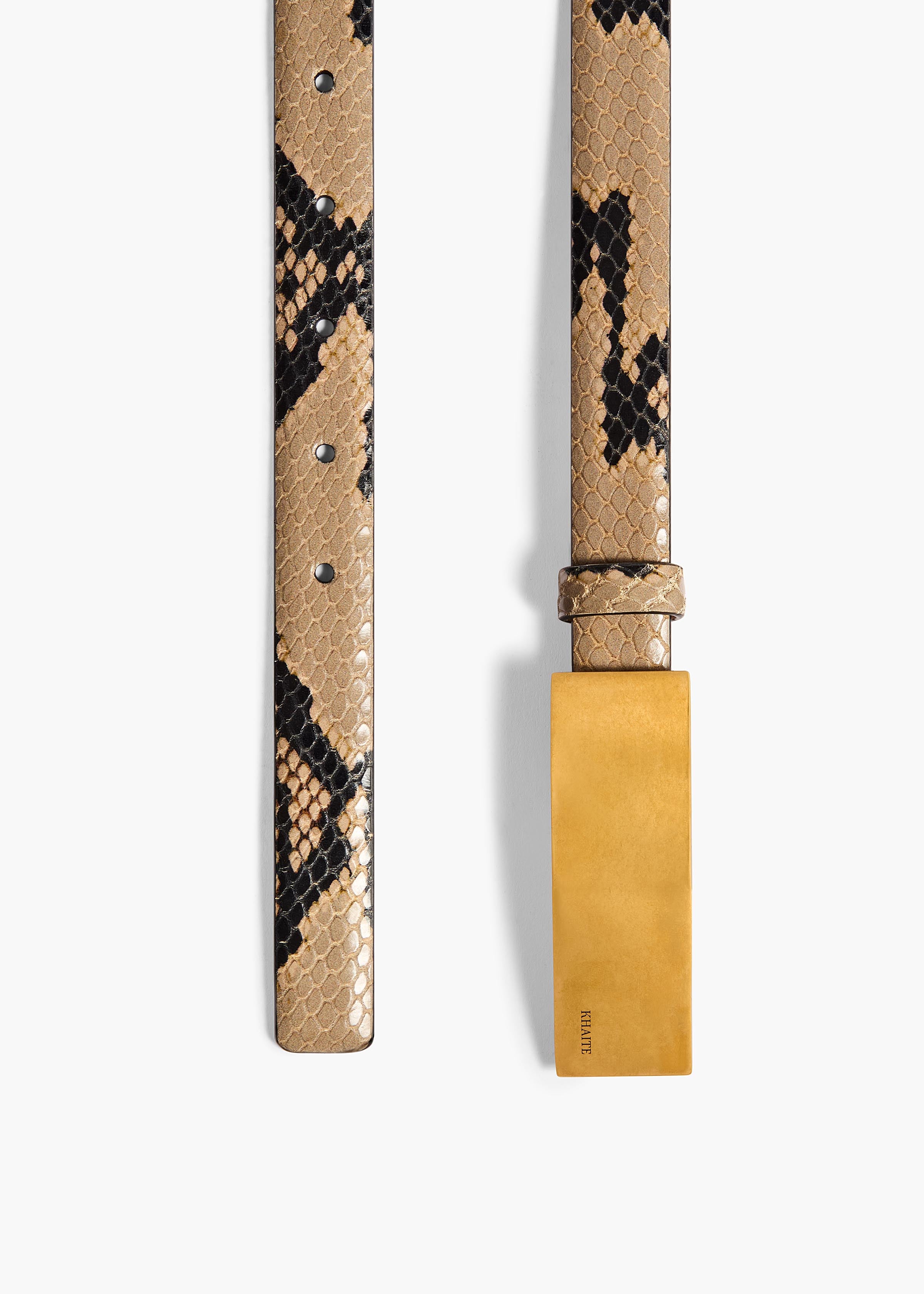 Berlin Belt in Python-Embossed Taupe with Antique Gold
