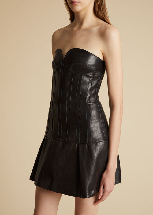 The Beryn Dress in Black Leather
