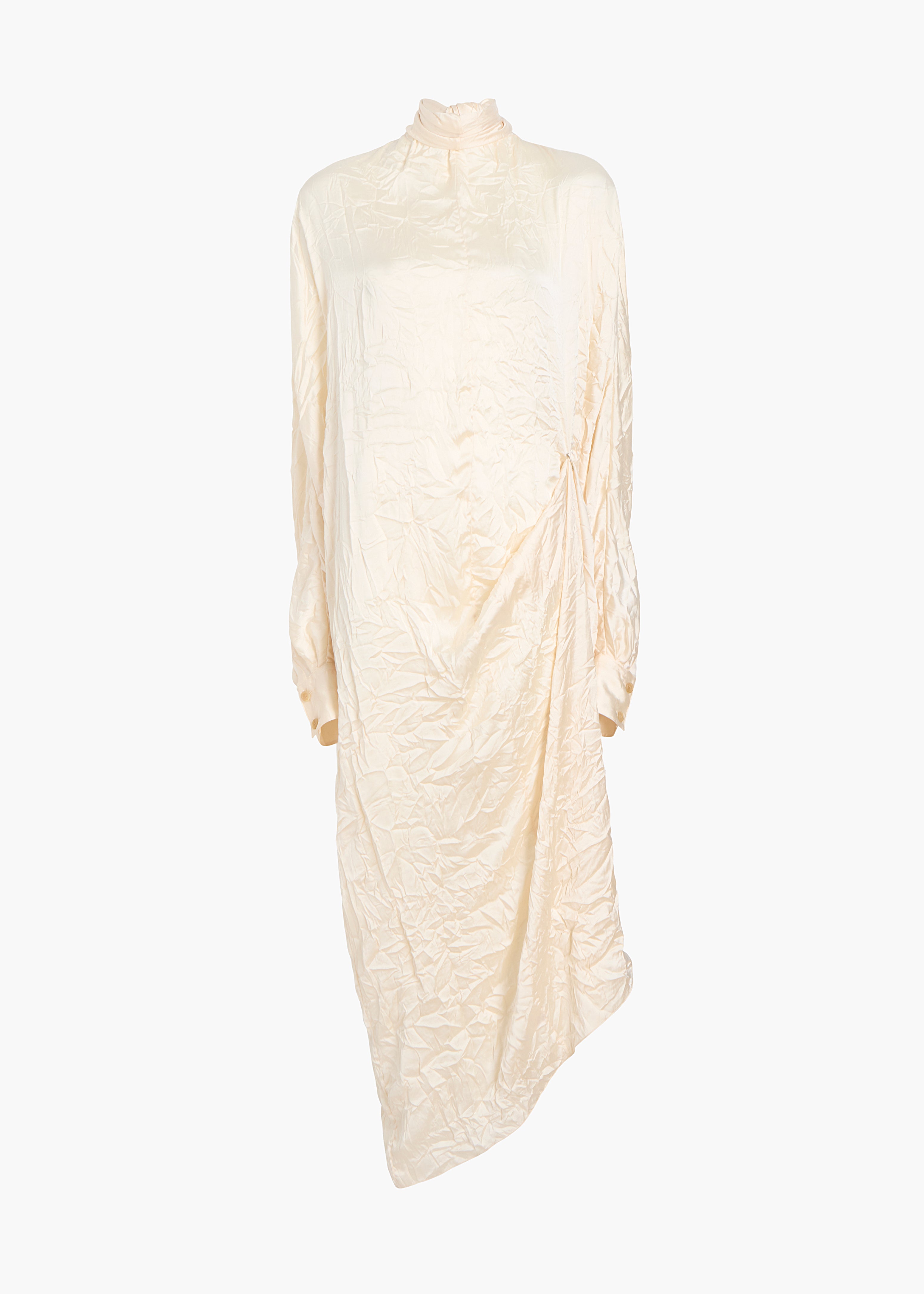 KHAITE - Bexley Dress in Cream Crinkled Satin