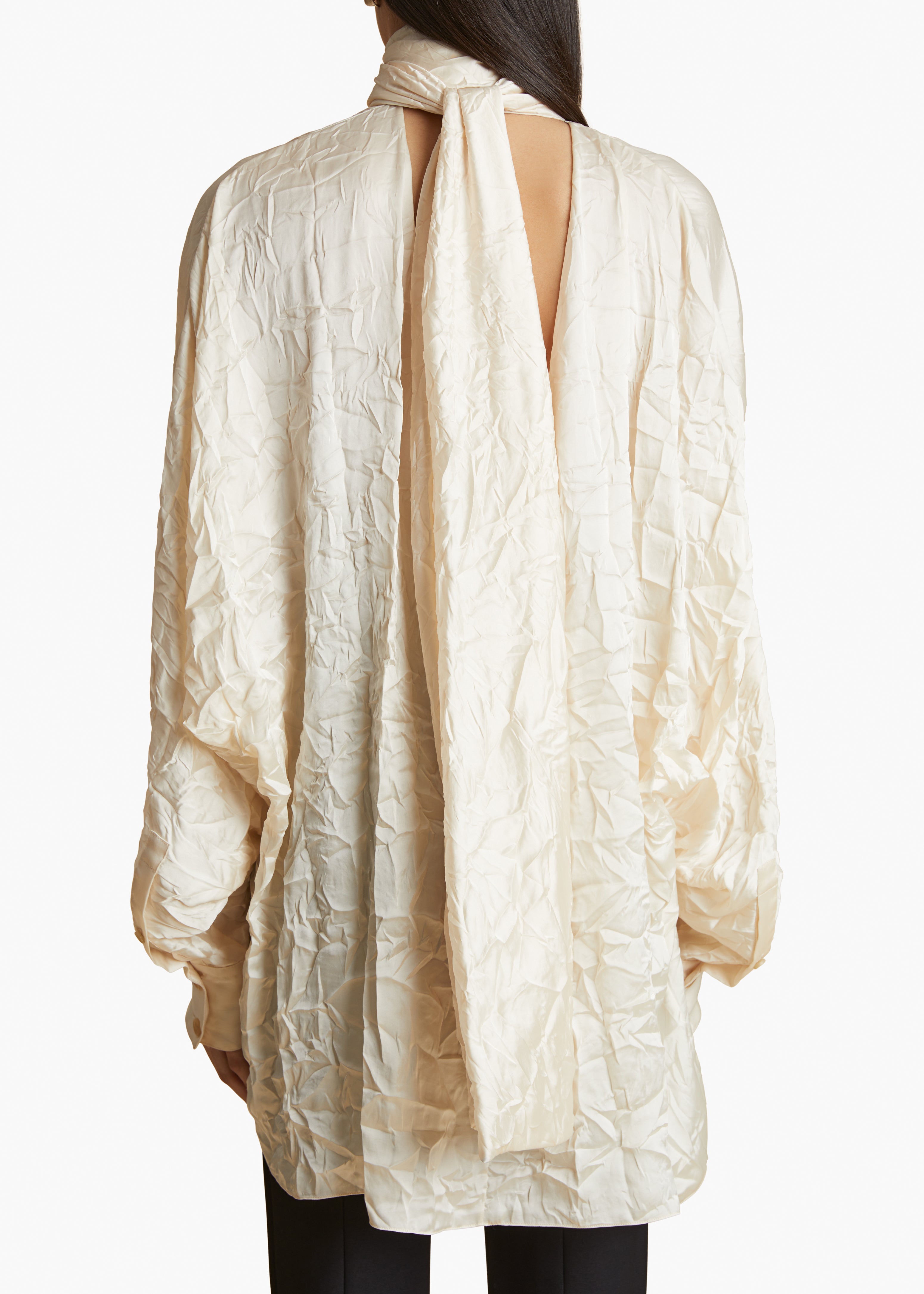 KHAITE LLC - Bex Top in Cream Crinkled Satin