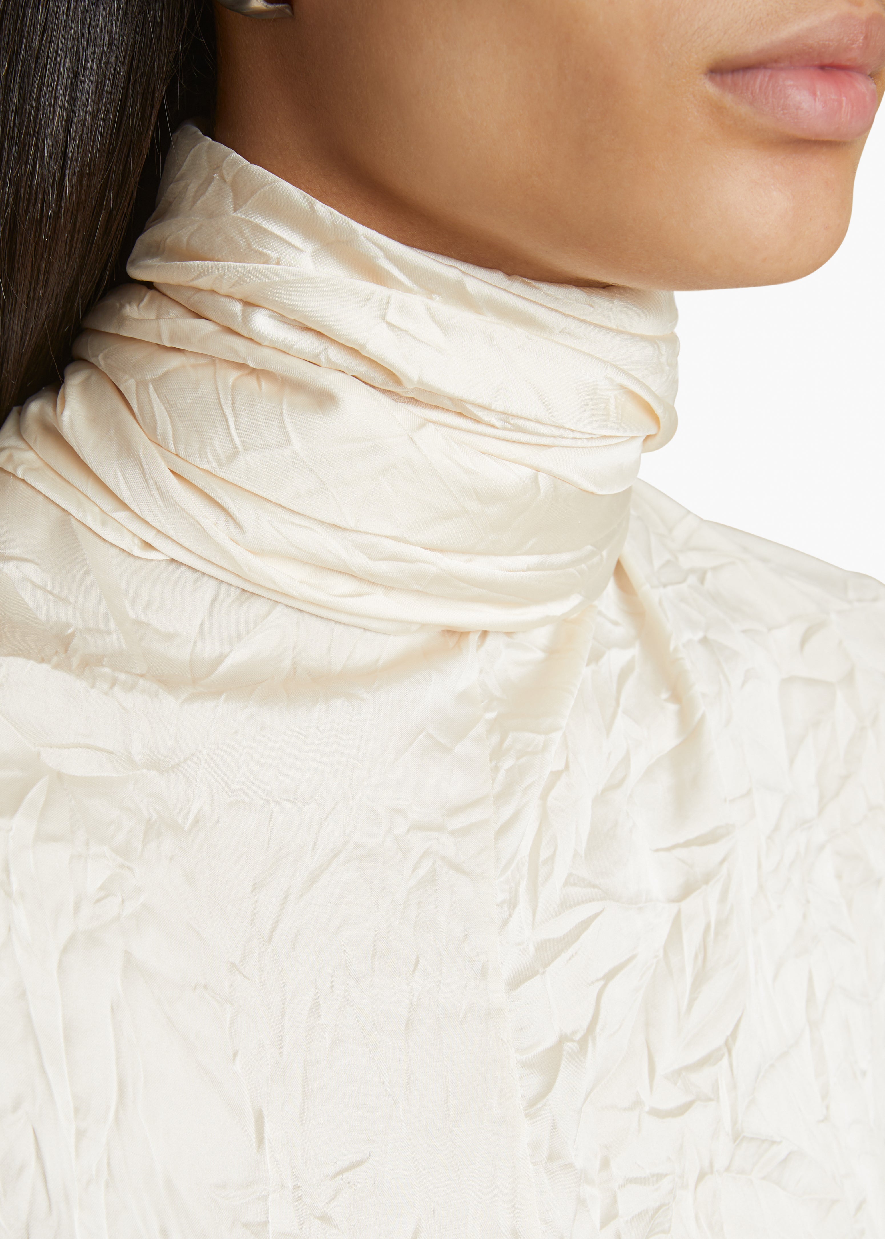 KHAITE LLC - Bex Top in Cream Crinkled Satin