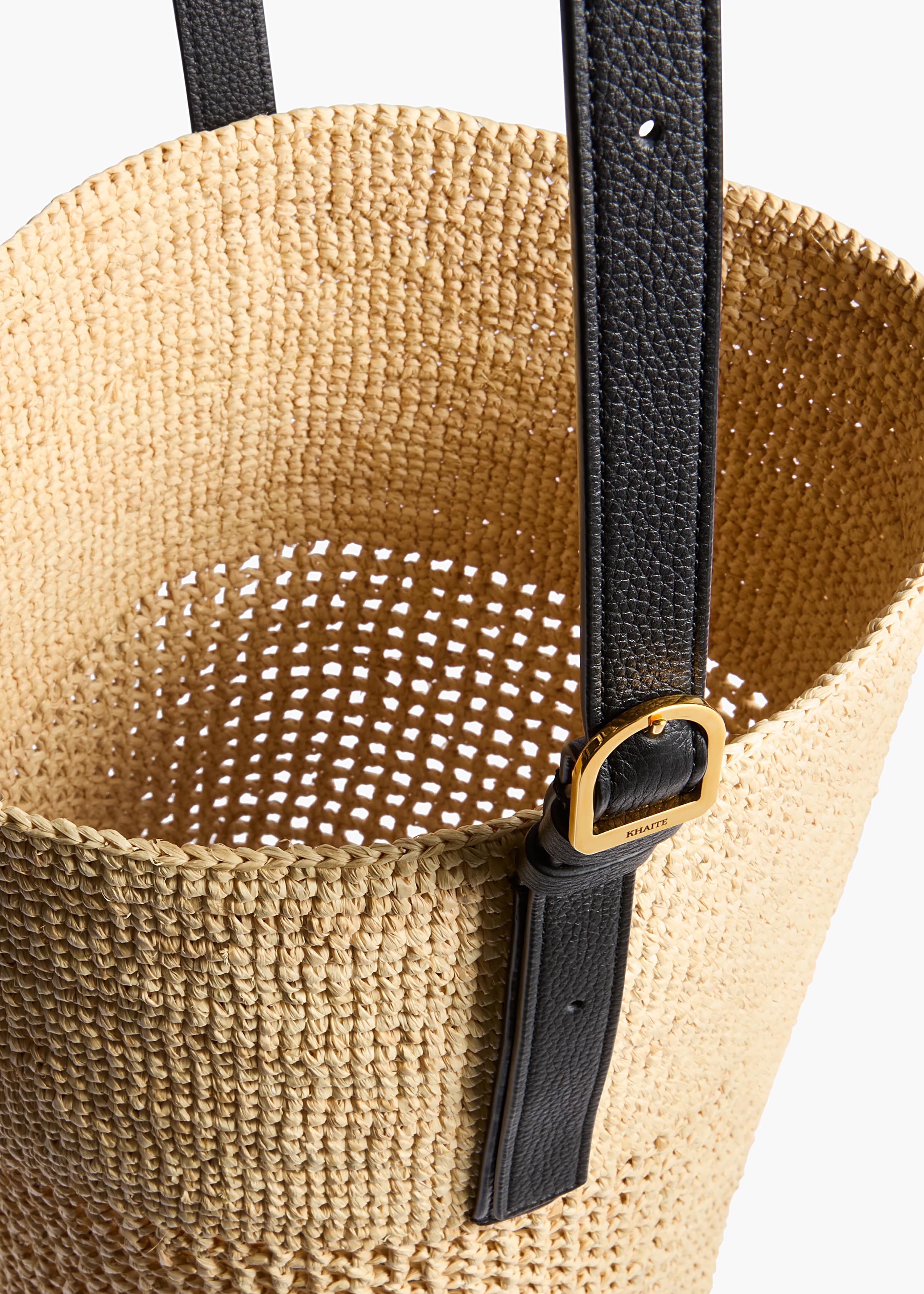 Billie Bucket Bag in Natural and Lead Raffia