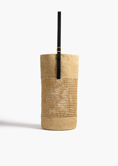 Billie Bucket Tote in Natural Raffia FRONT VIEW