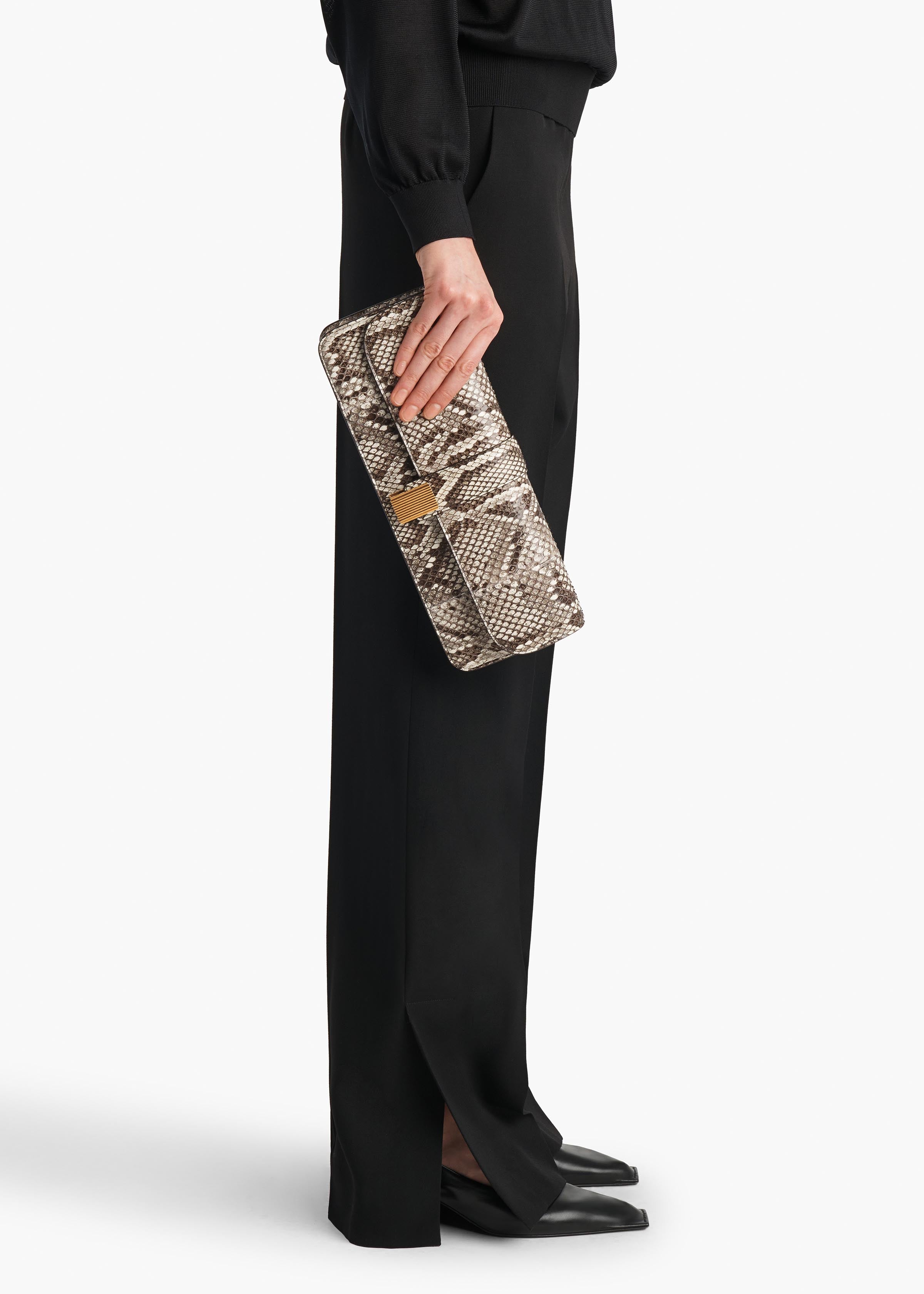 KHAITE  - Blake Clutch in Natural Python