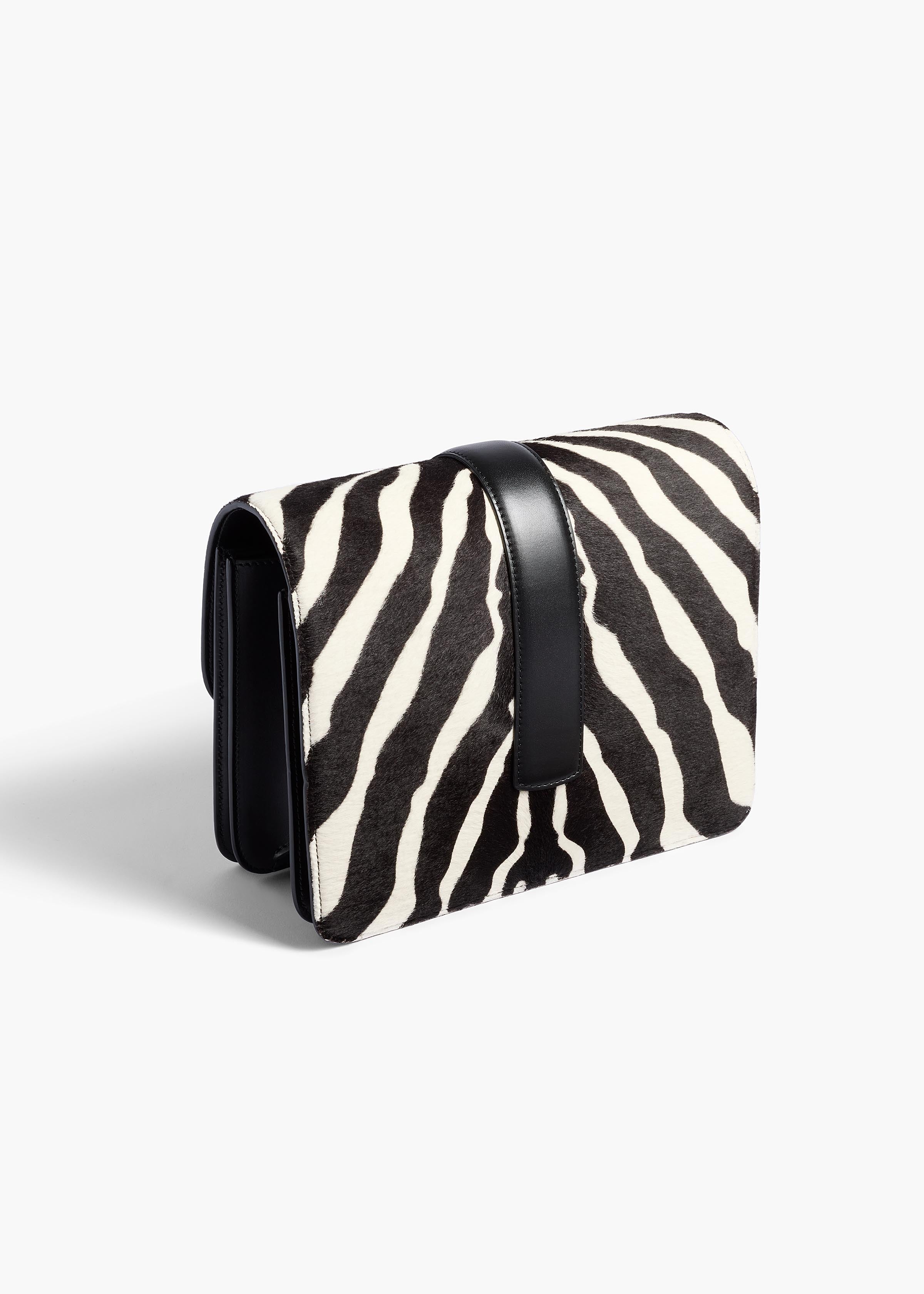 Blake Crossbody Bag in Zebra Print Haircalf and Black Leather
