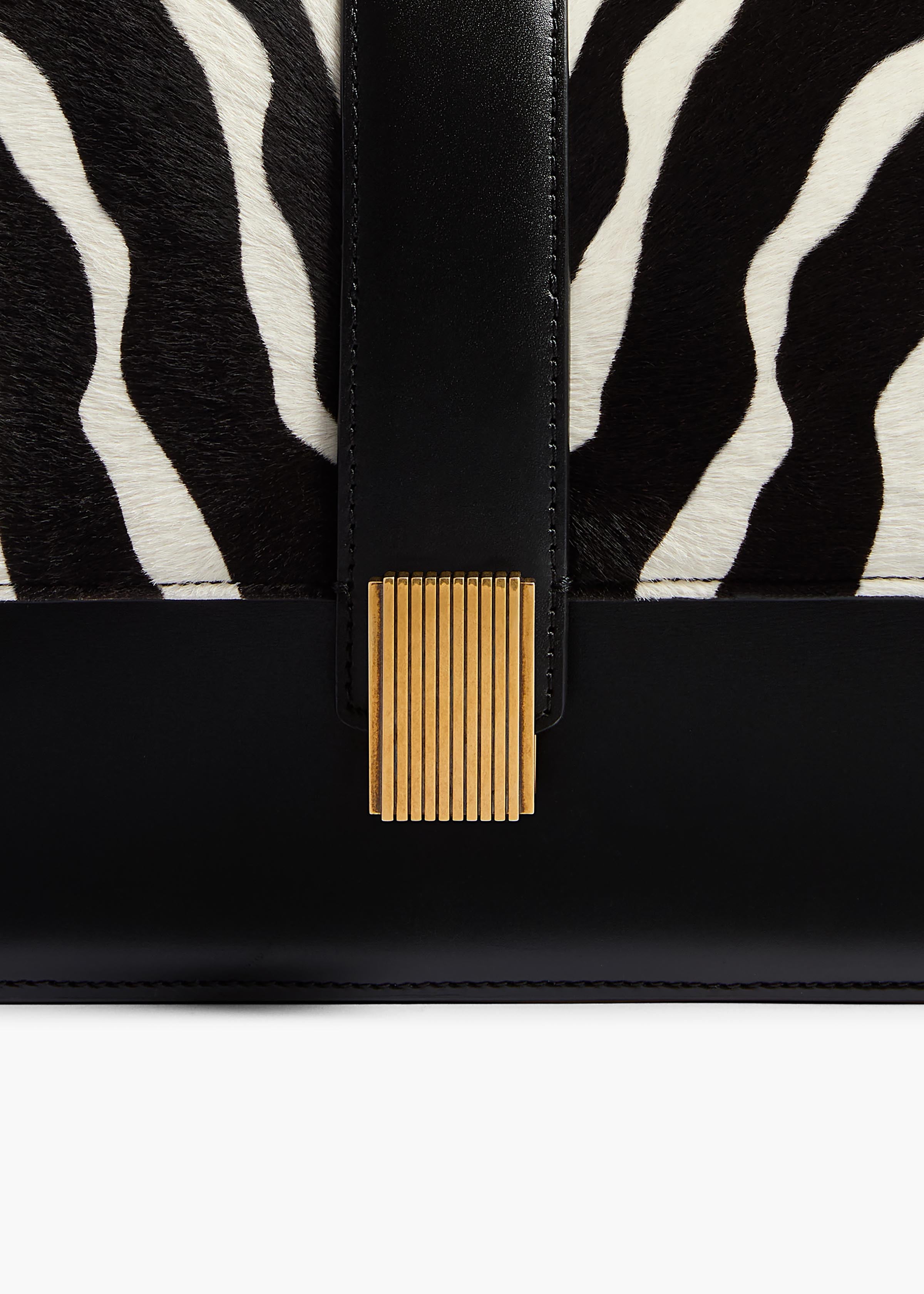 Blake Crossbody Bag in Zebra Print Haircalf and Black Leather – KHAITE