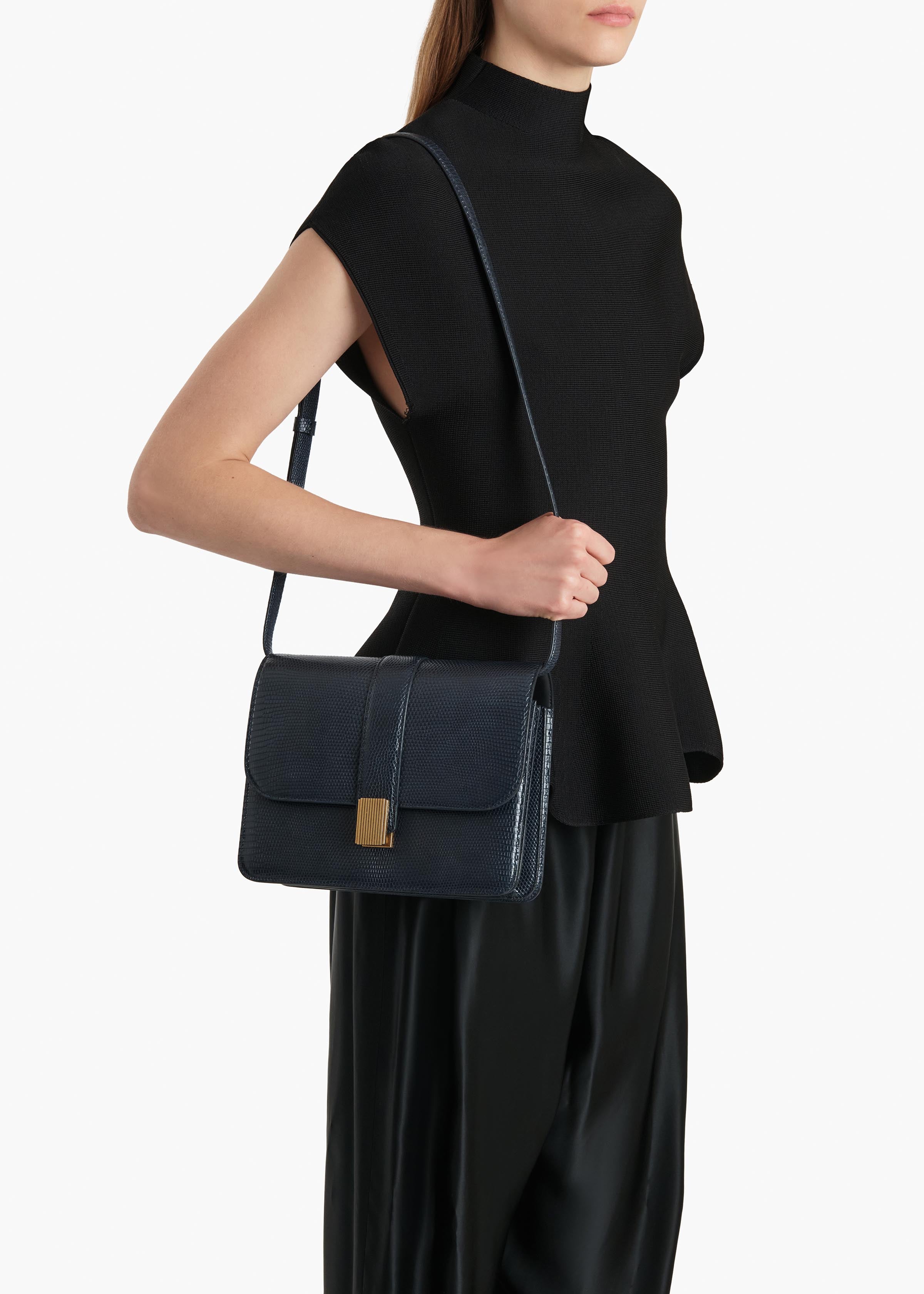 Blake Crossbody Bag in Midnight Lizard