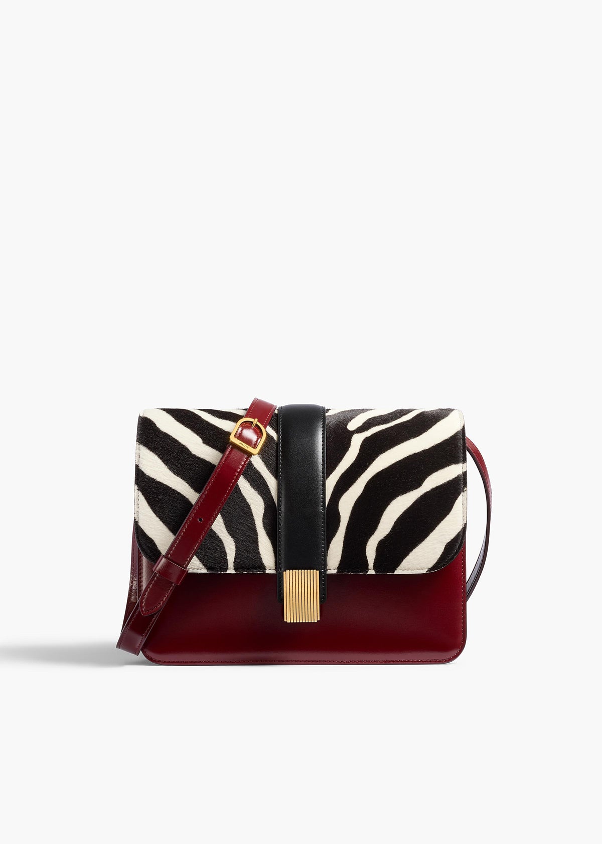 Blake Crossbody Bag Zebra Print Haircalf Oxblood Leather