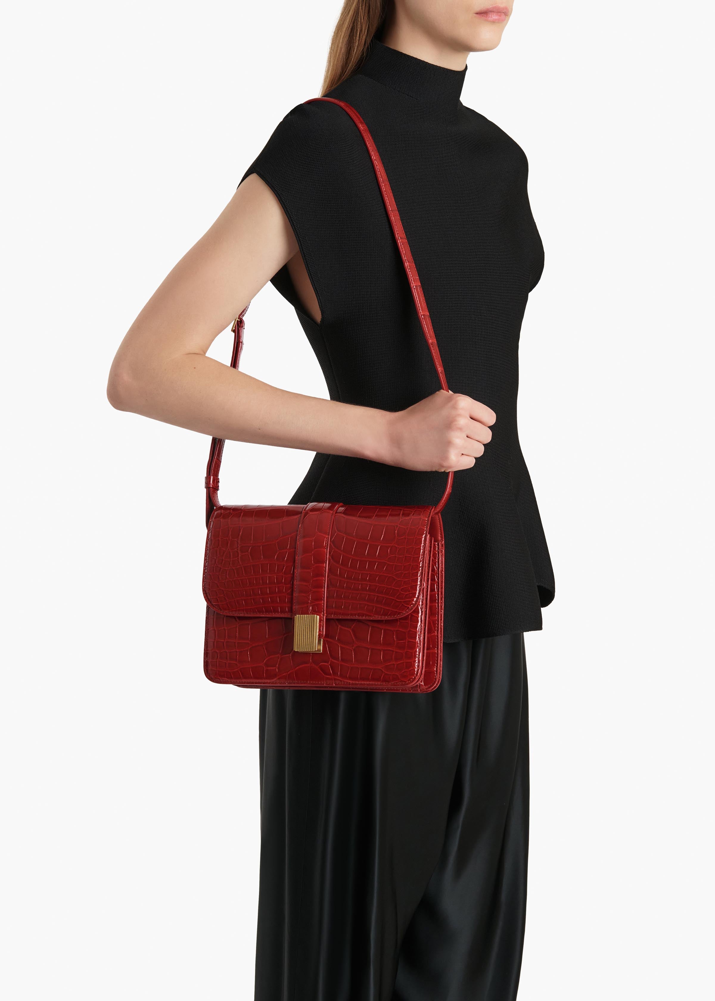 Blake Crossbody Bag in Ruby Alligator